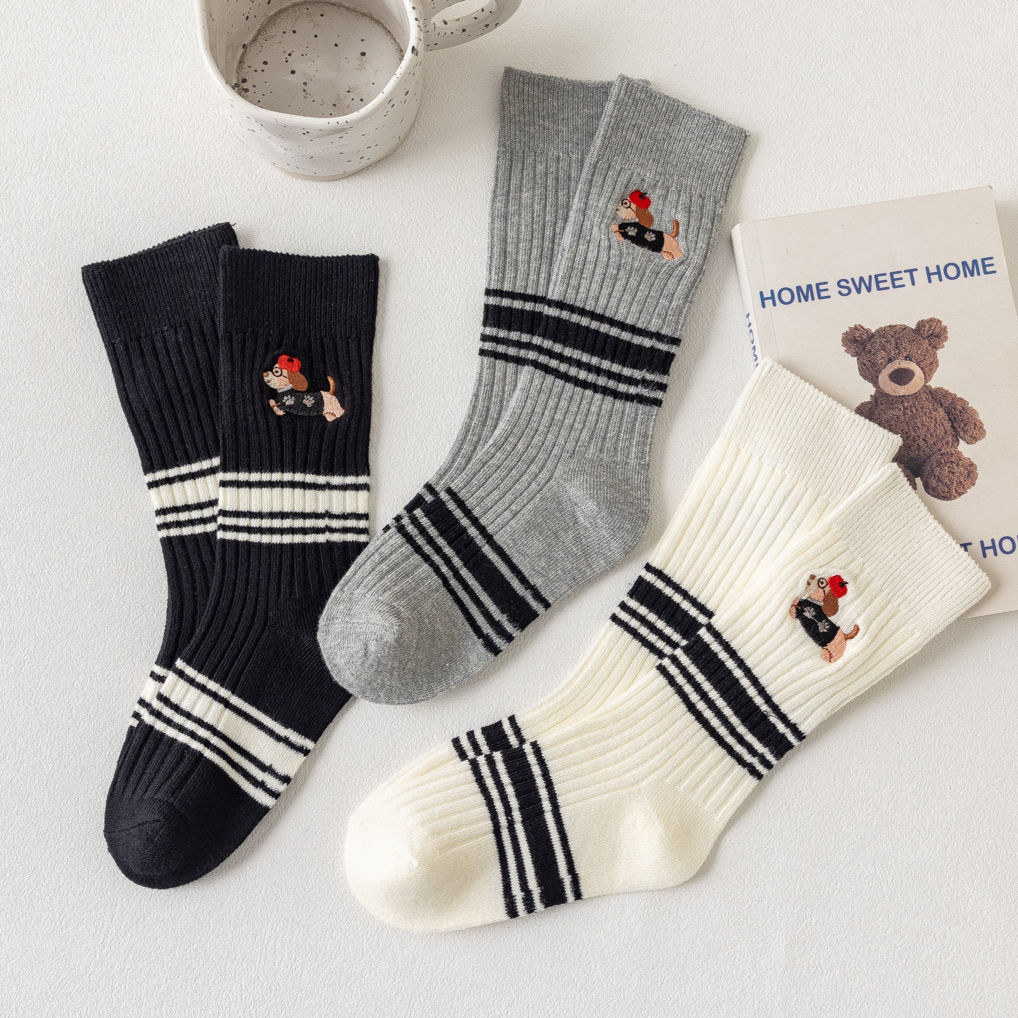 Kid's Preppy Pup Crew Socks - 2 Pairs