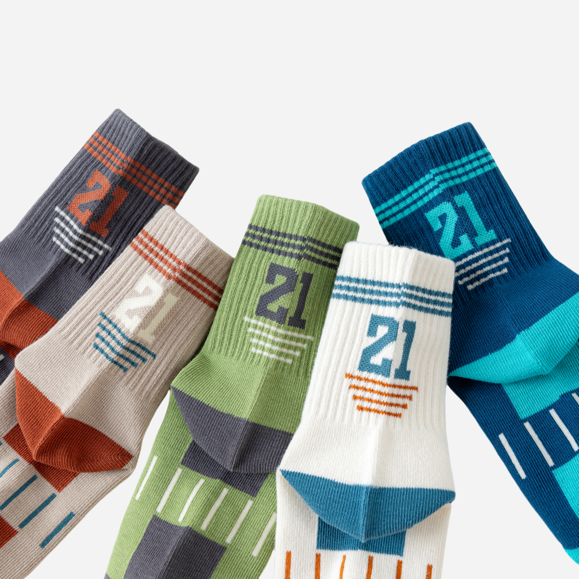 Kid's Graphic Sport Crew Socks - 5 Pairs