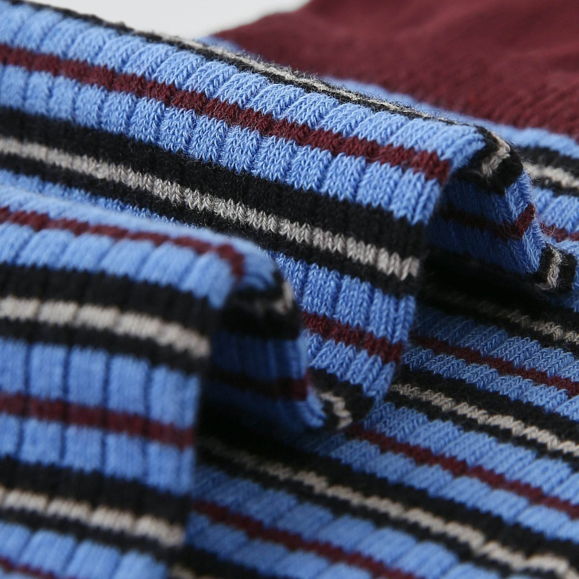 Women's Maroon Cuff Stripe Crew Socks - Single Pair