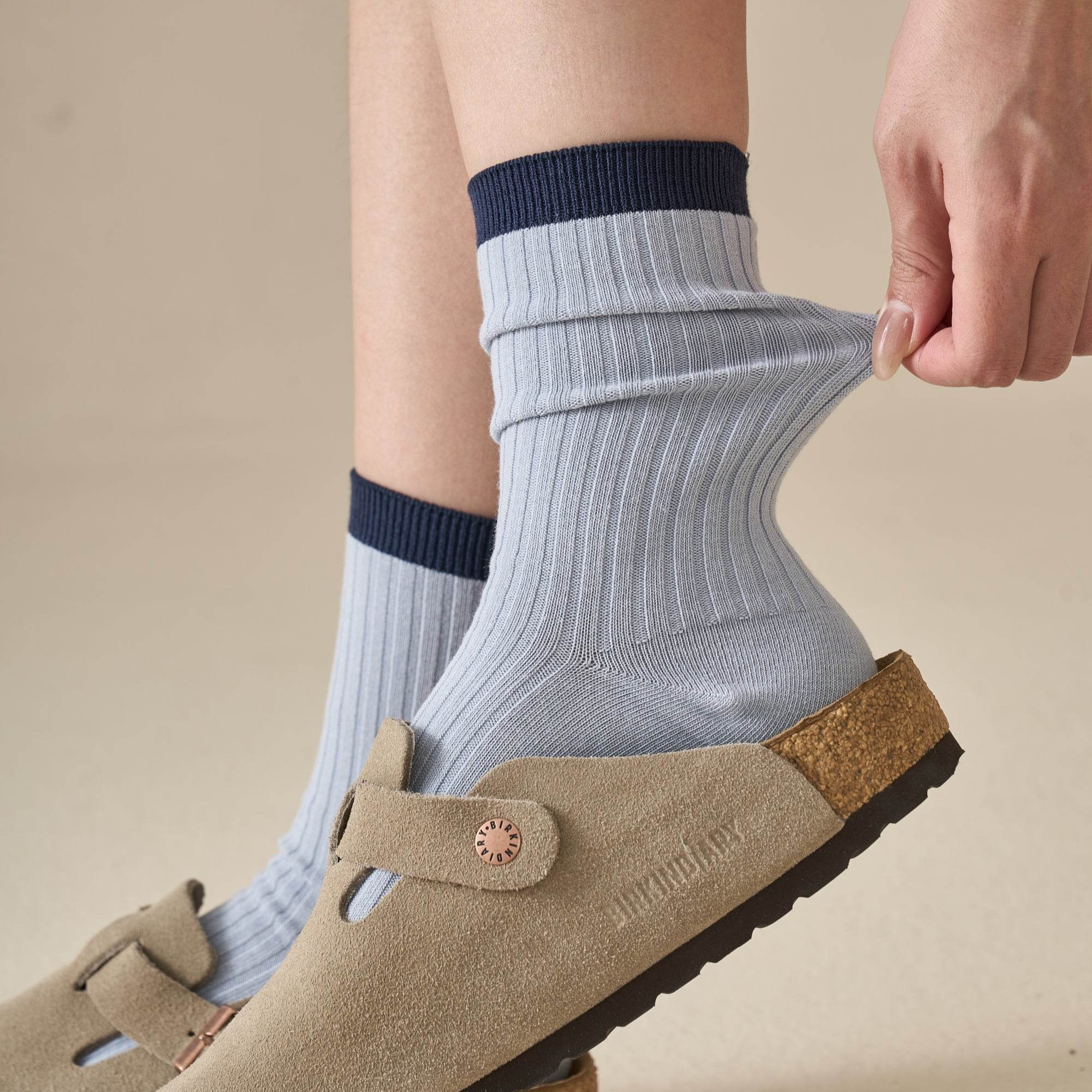 Women's Colorblock Cuff Ribbed Crew Socks - Single Pair