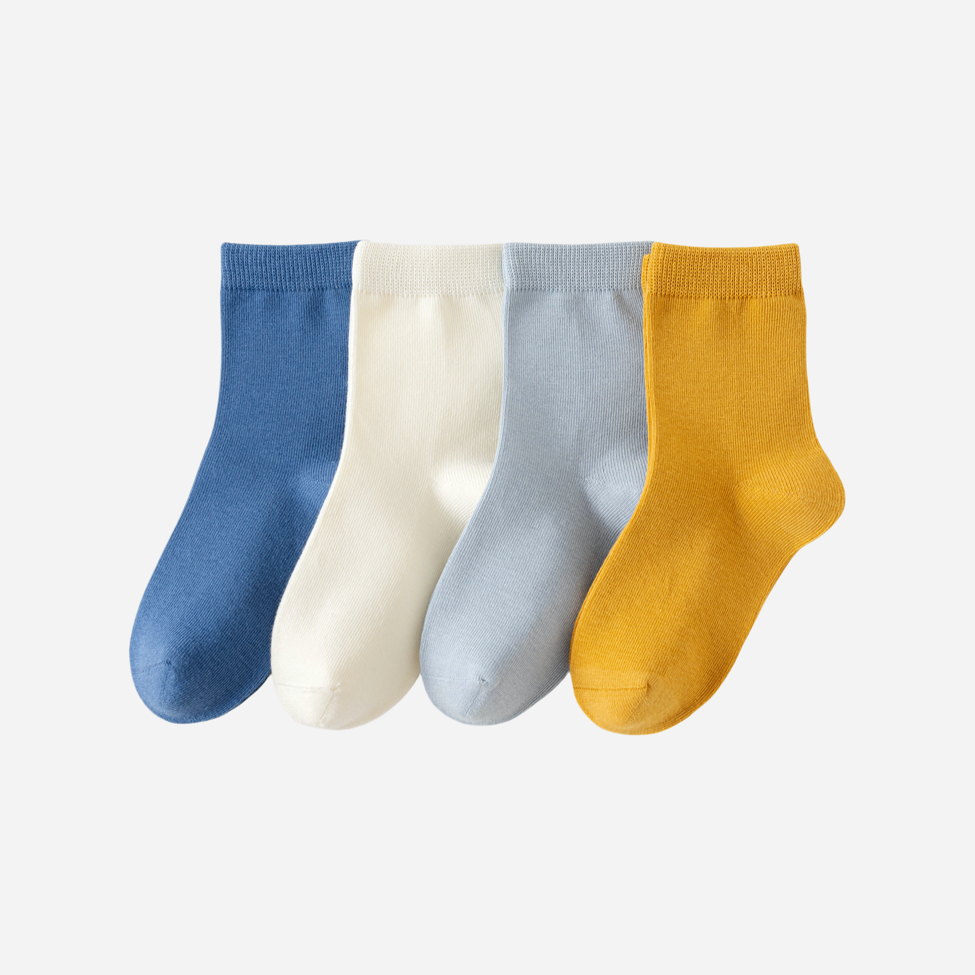 Kid's Organic Cotton Solid Crew Socks Cream - 4 Pairs