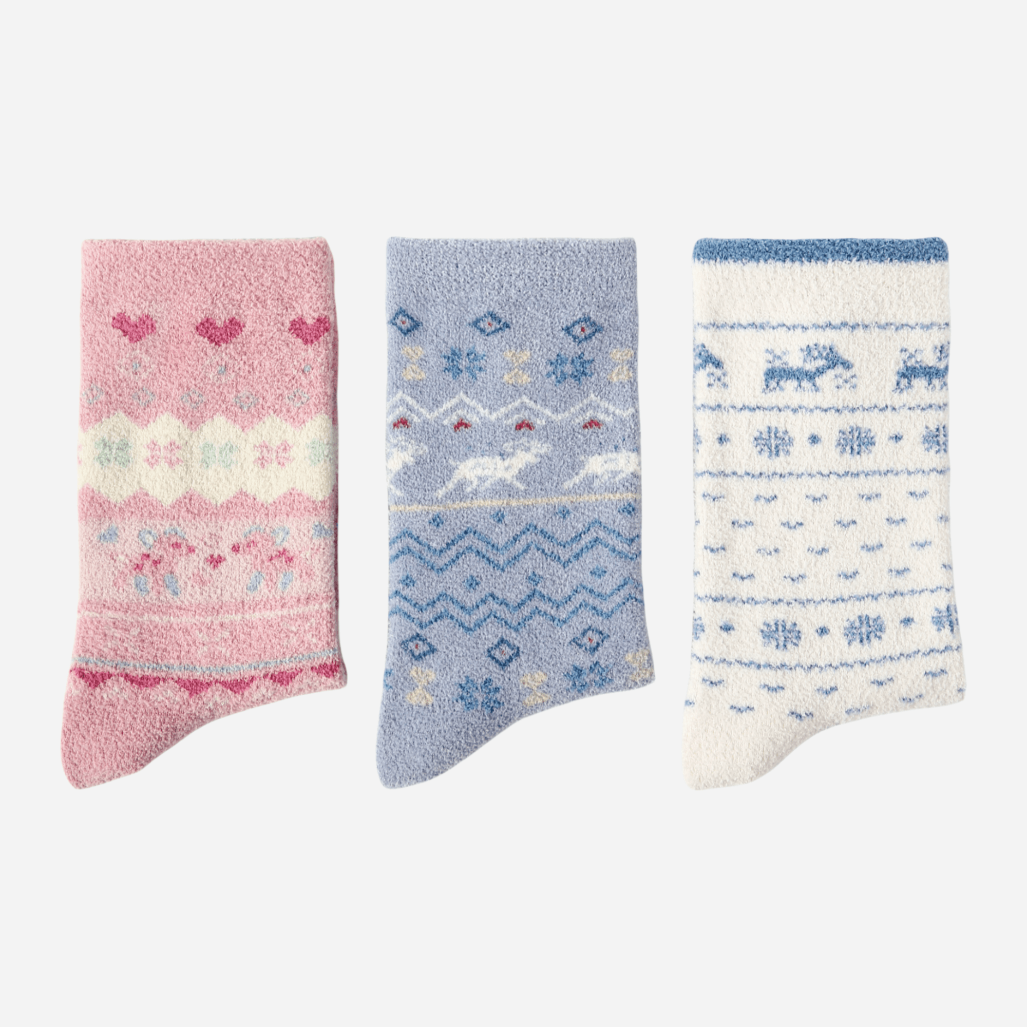Women's Holiday Fair Isle Cozy Socks - 3 pairs