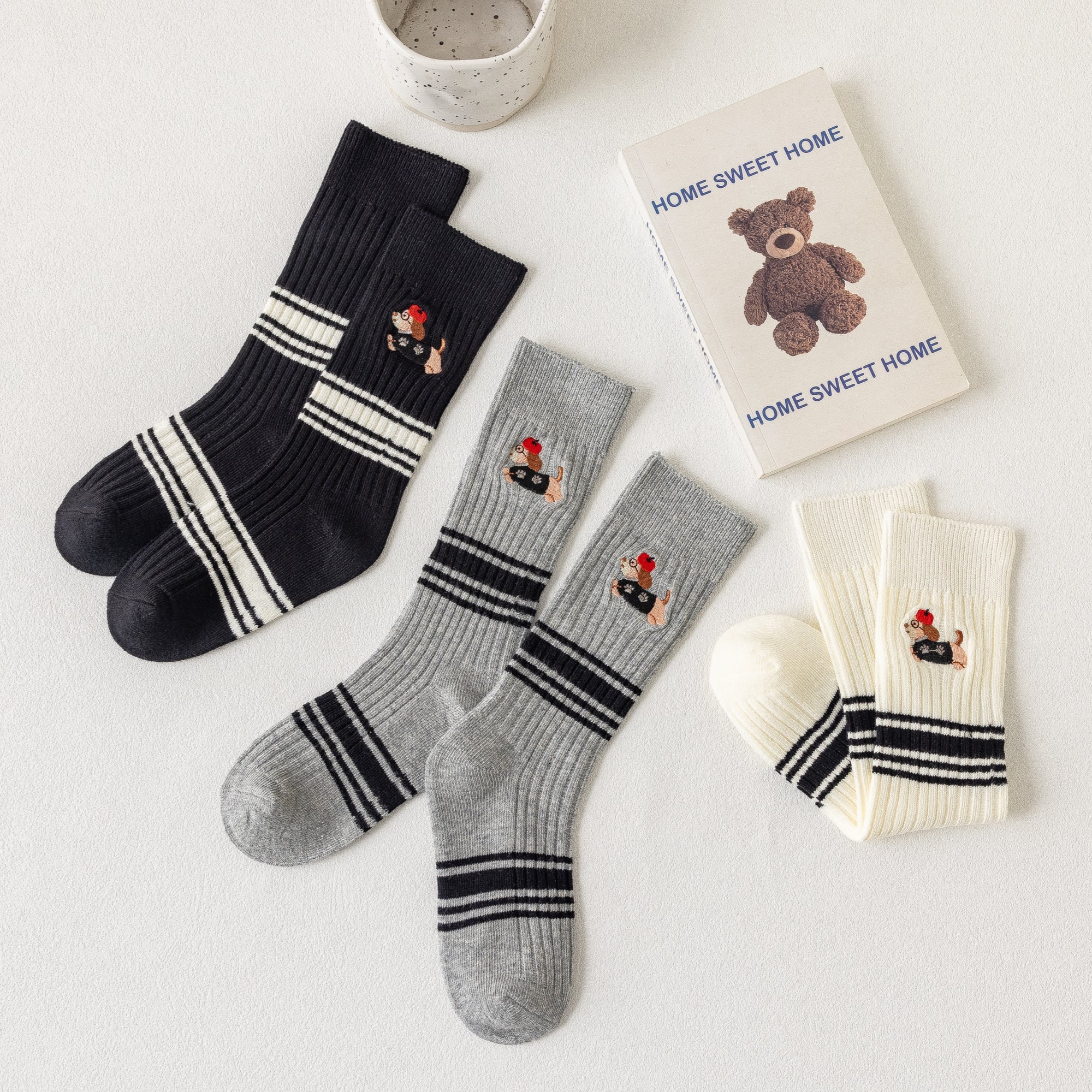 Kid's Preppy Pup Crew Socks - 2 Pairs