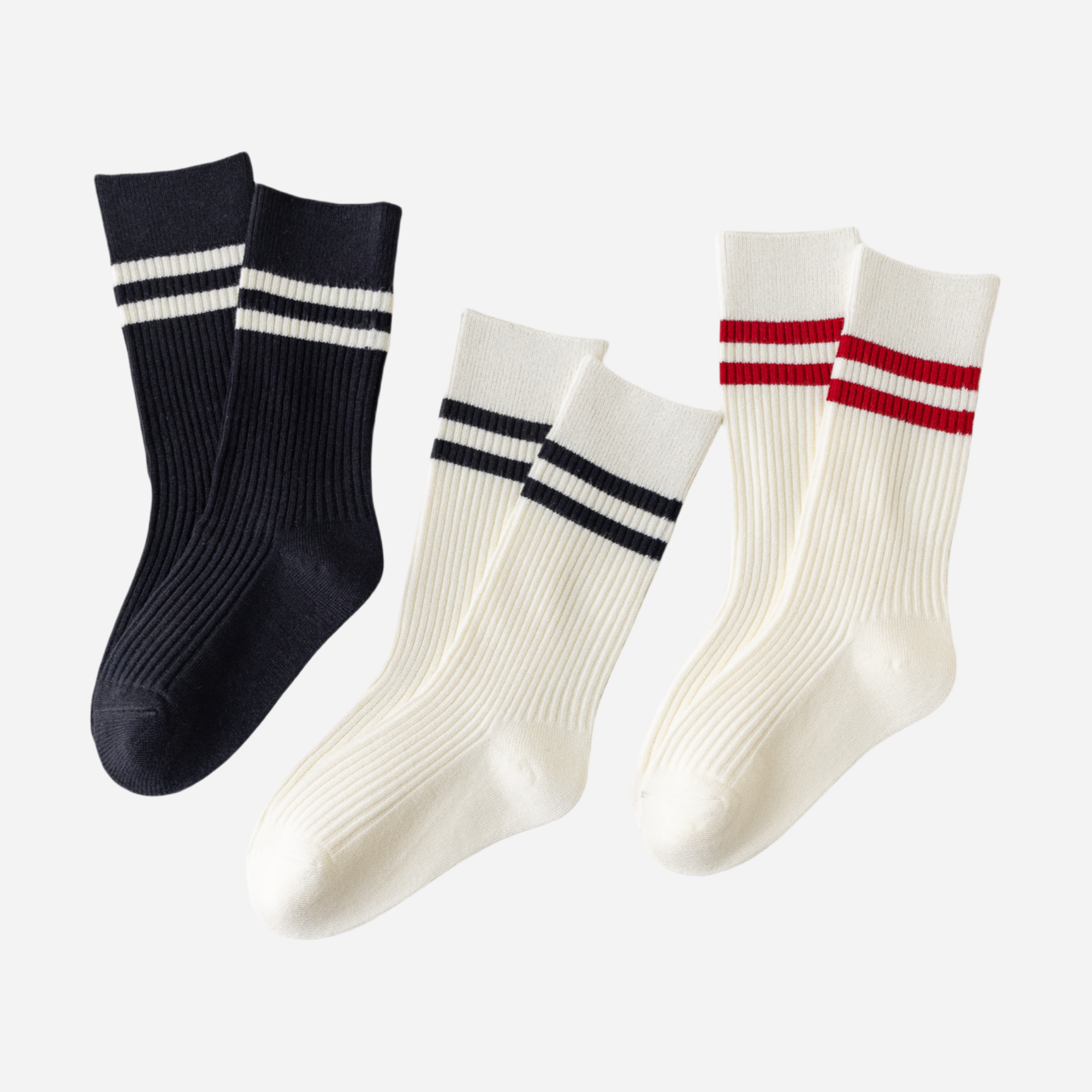 Kid's Retro Stripe Ribbed Socks - 3 Pairs