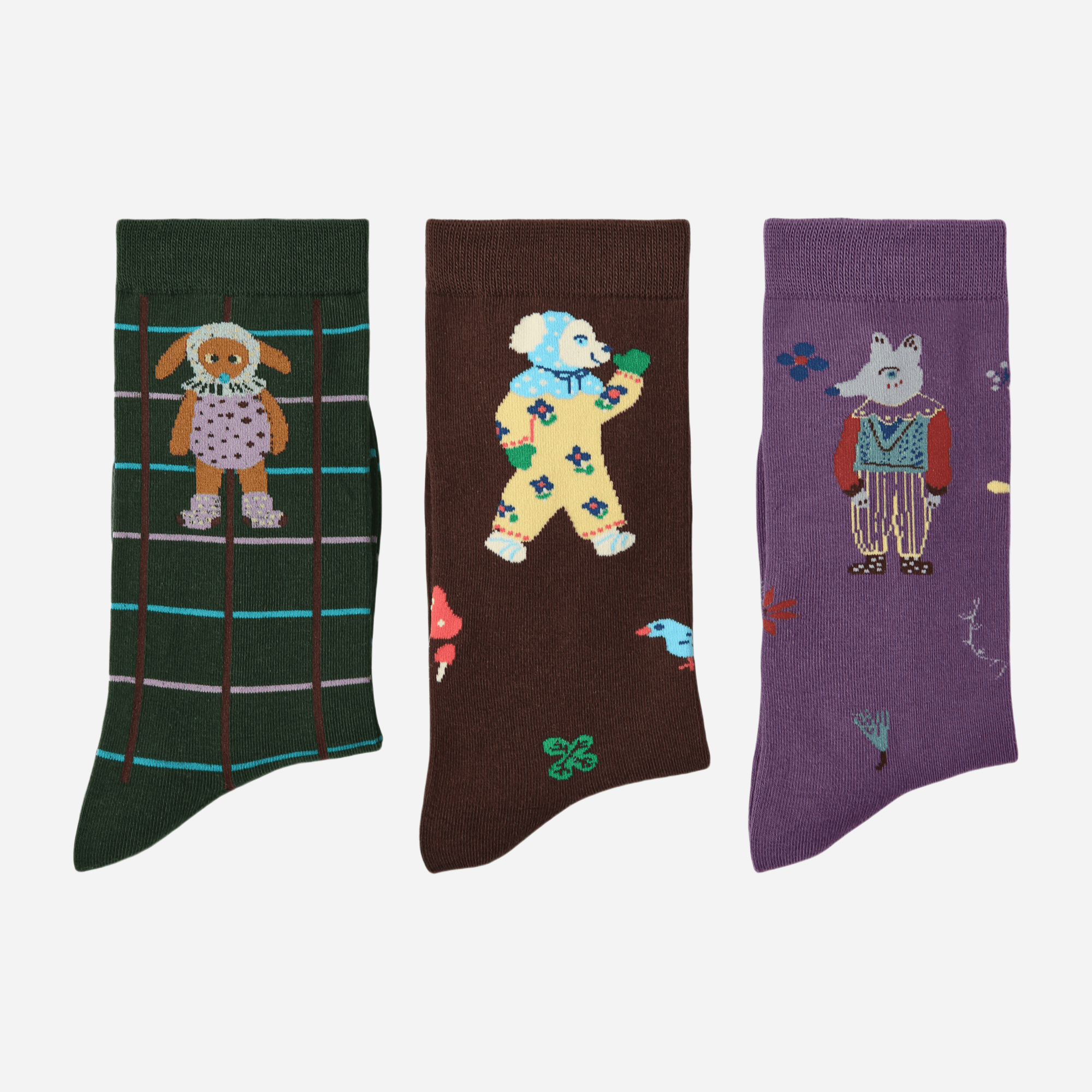 Women's Folk Art Character Socks - 3 pairs