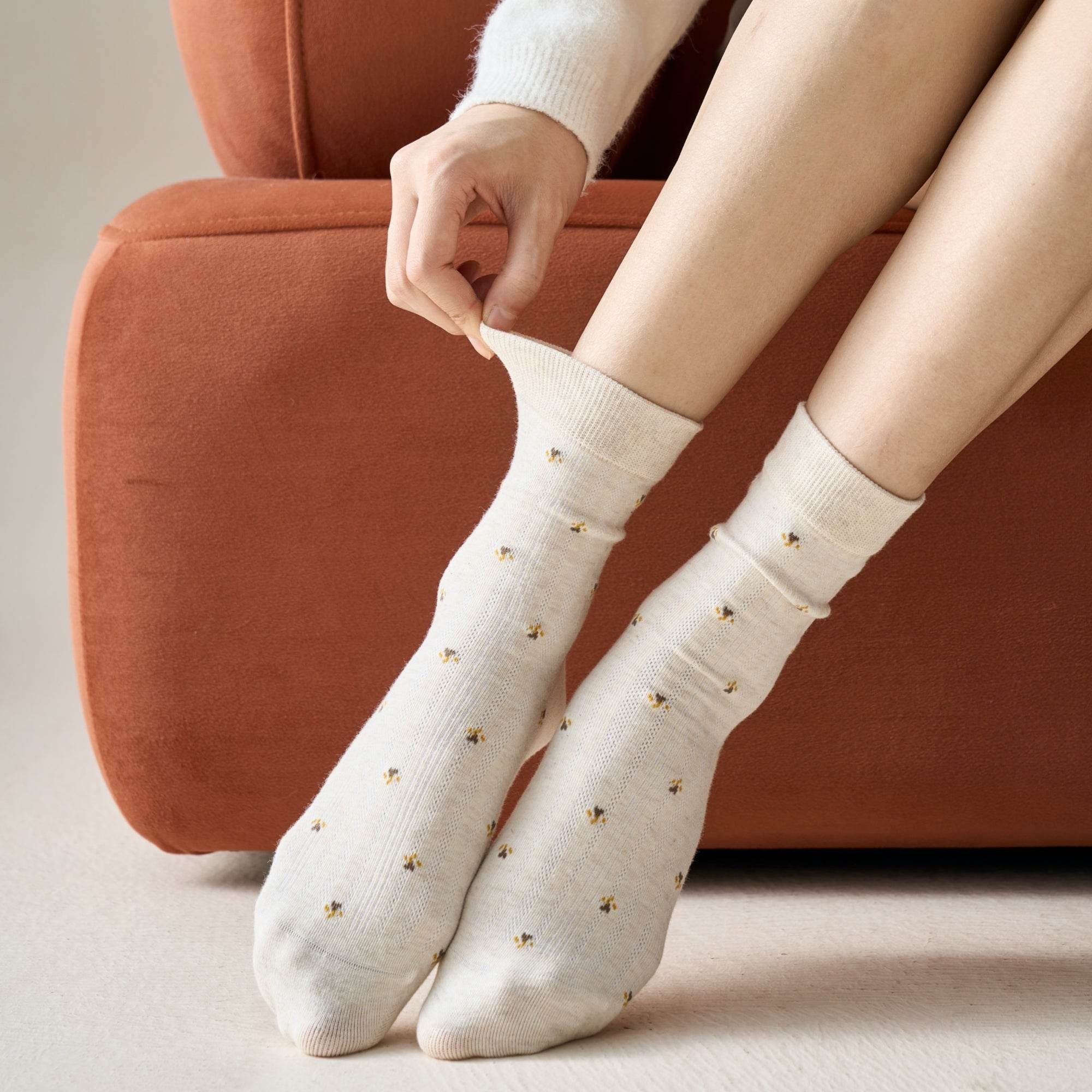Women's Ditsy Floral Ribbed Cotton Socks - Single Pair