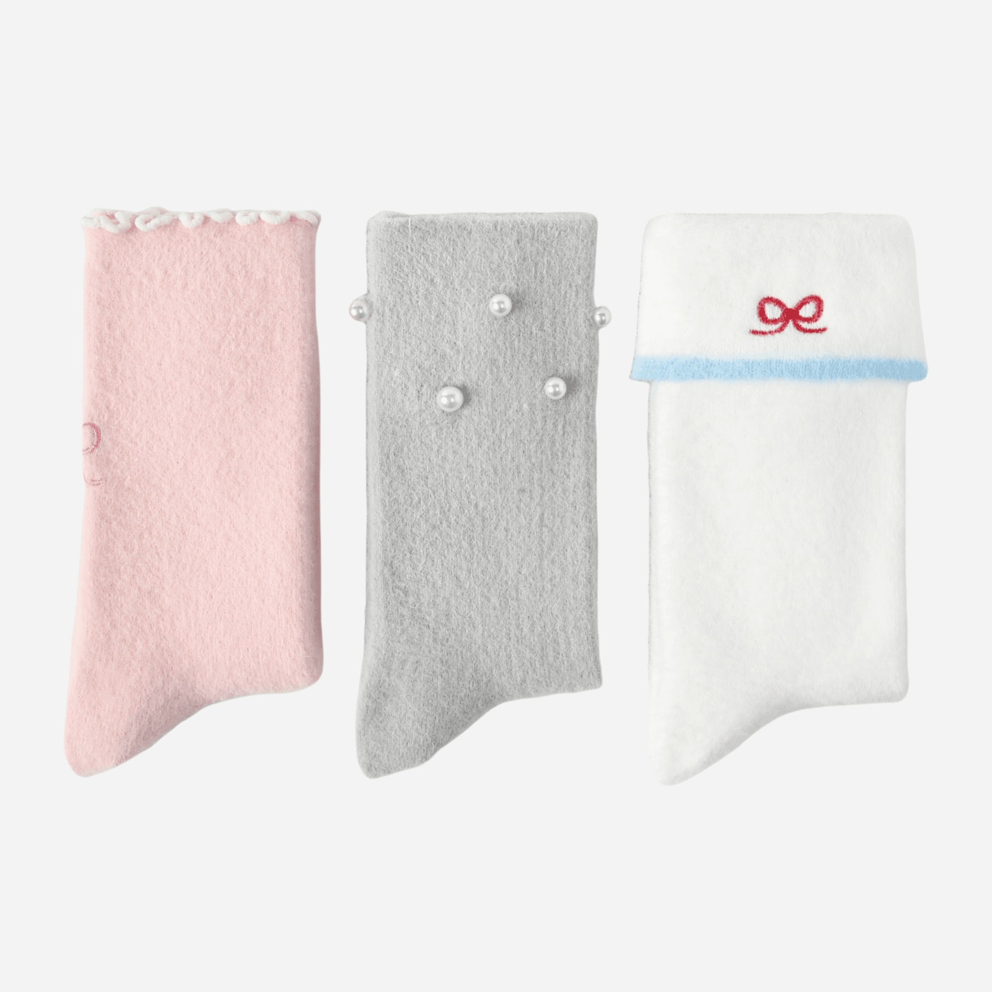 Women's Romantic Plush Crew Socks - 3 pairs