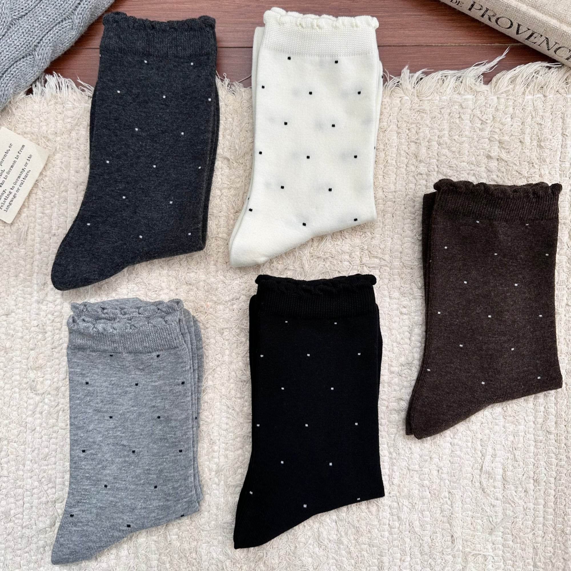 Women's Dainty Dot Ruffle Cuff Socks - Single Pair