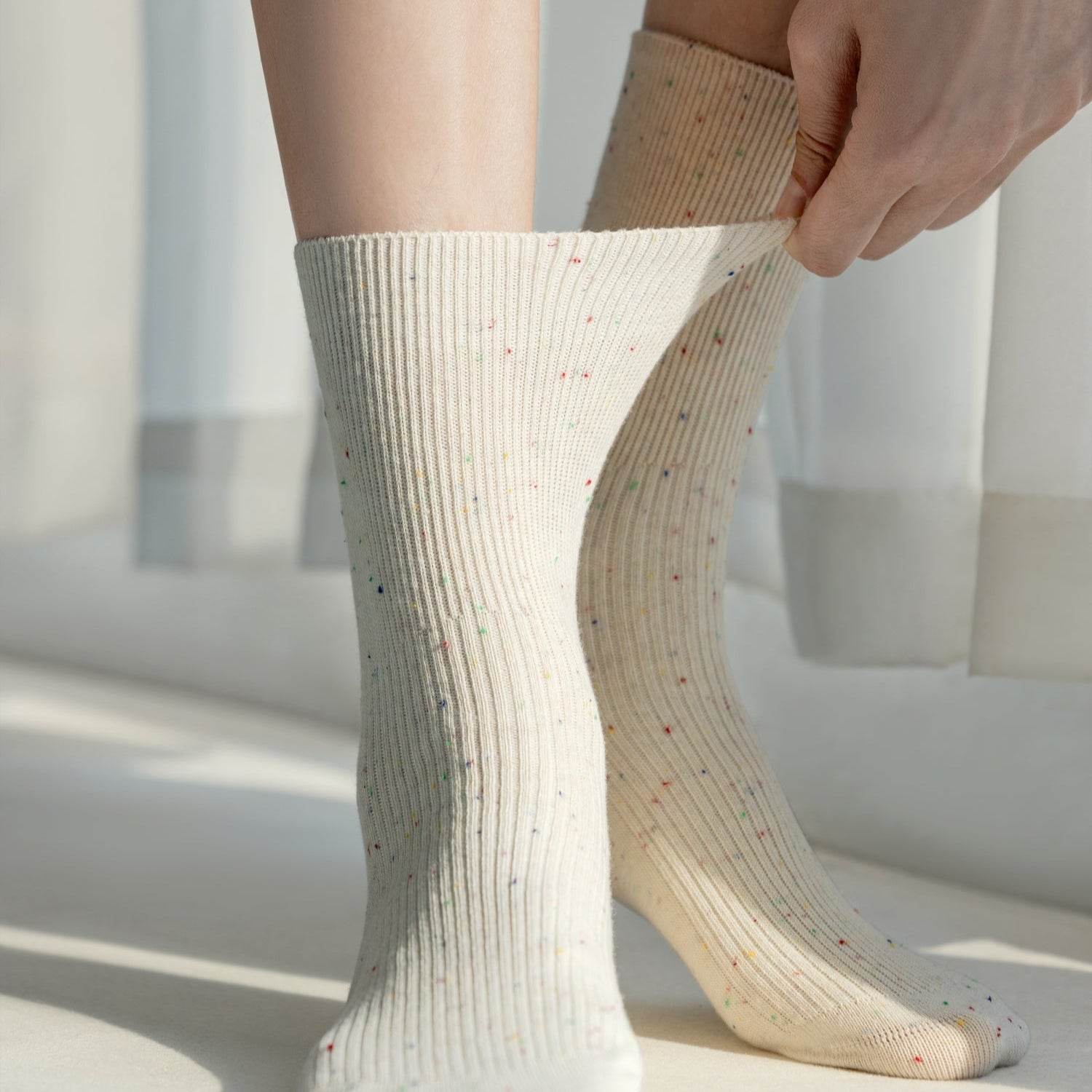 Women's Cotton Crew Socks Embroidery-5 Pack - Weavasocks