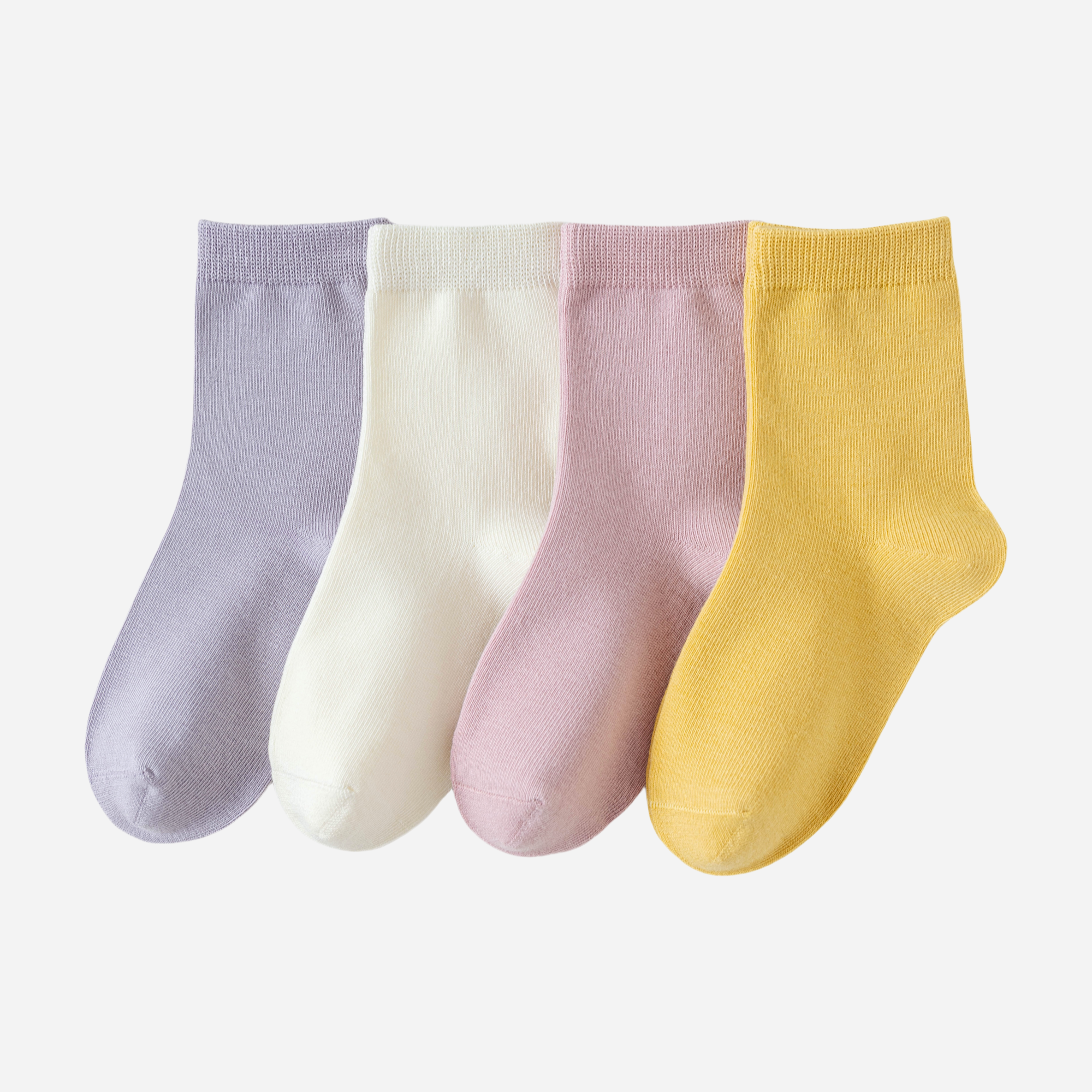 Kid's Organic Cotton Solid Crew Socks Pastel - 4 Pairs