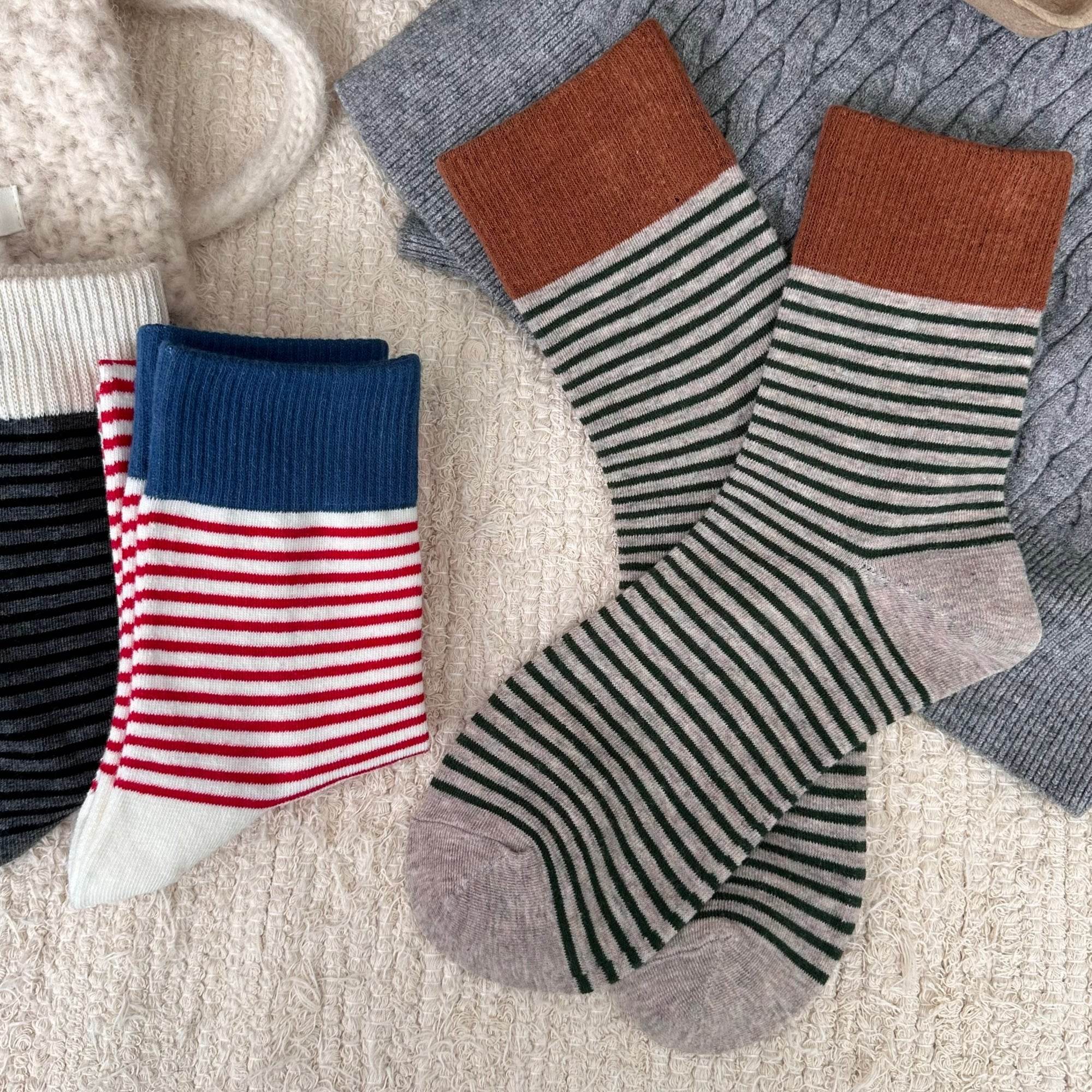 Women's Color Block Cuff Striped Socks - Single Pair