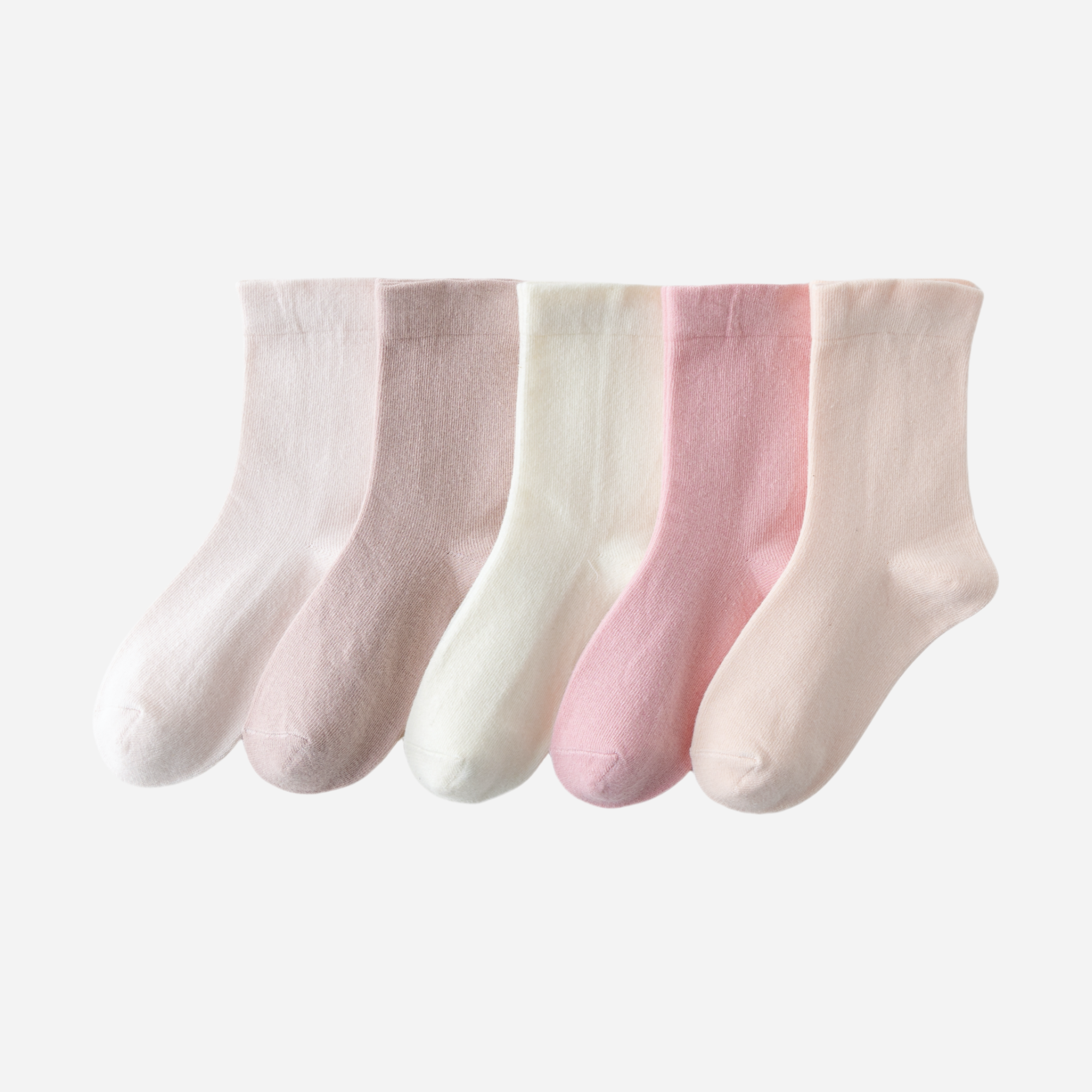 Kid's Solid Pastel Crew Socks - 5 Pairs