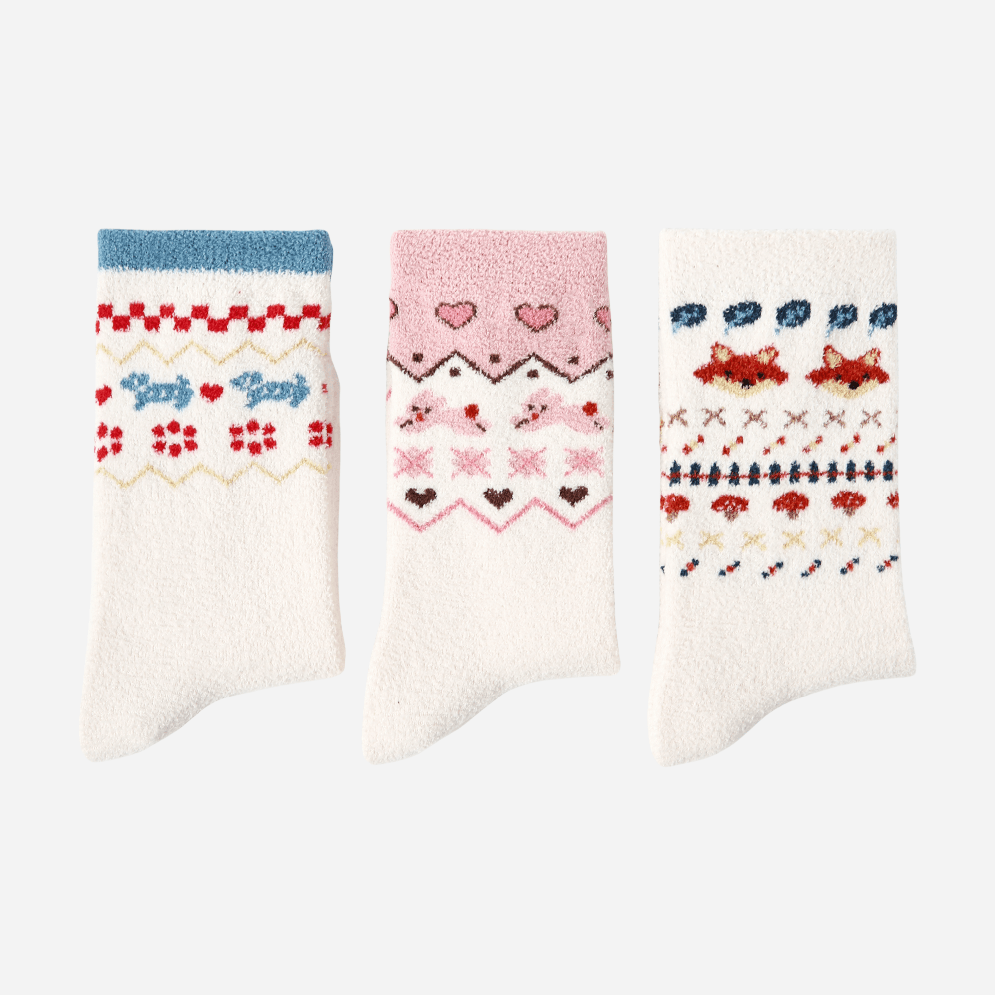 Women's Cozy Fair Isle Crew Socks - 3 Pairs