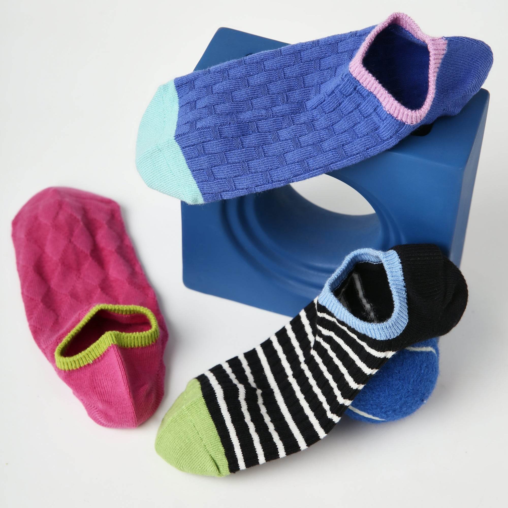 Women's Mixed Texture No-Show Socks - 3 Pairs