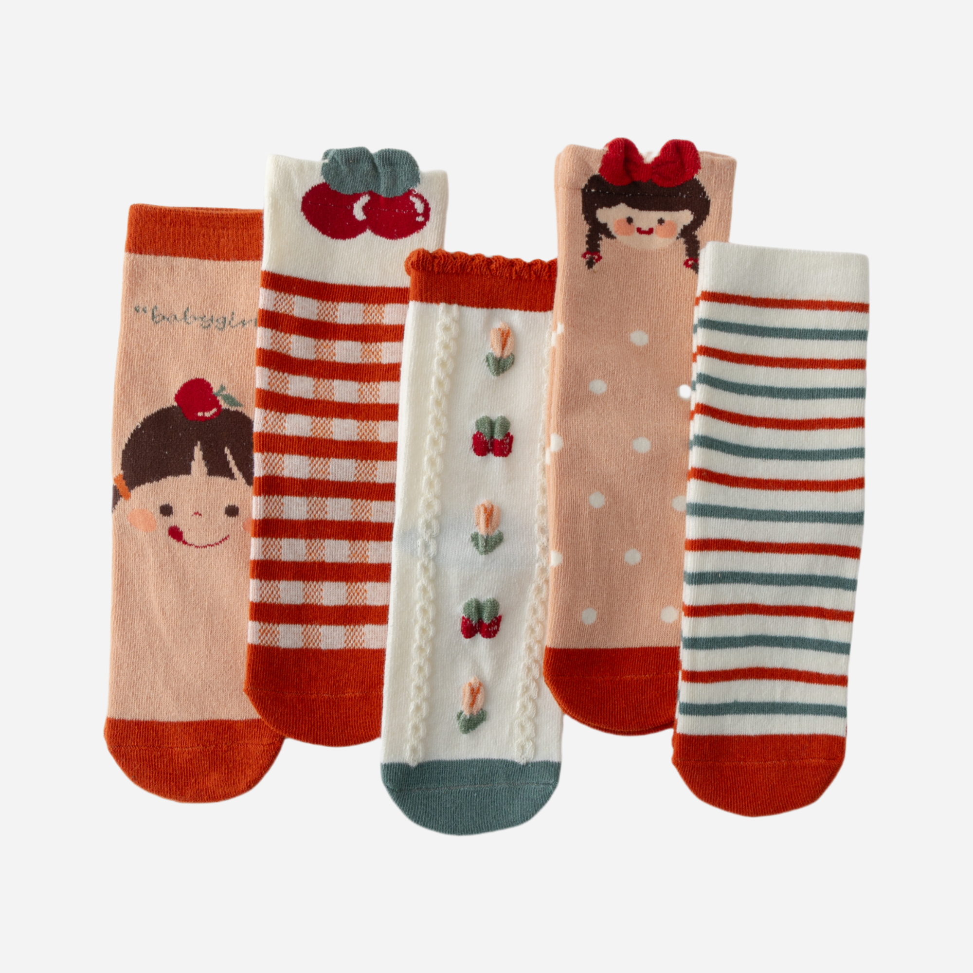 Kid's Girls' Autumn Character Crew Socks - 5 Pairs