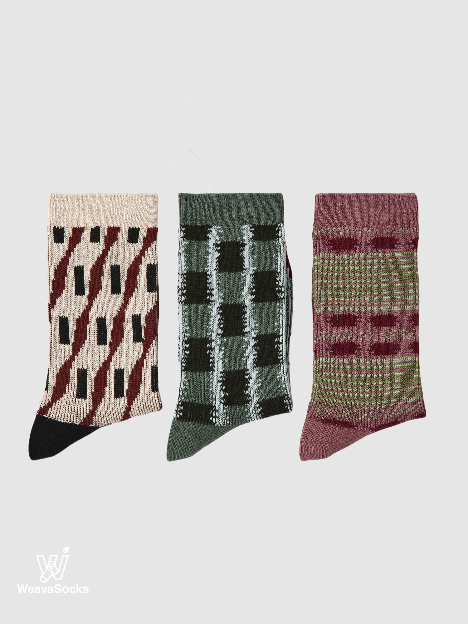 Women's Grid Rhythm in Coffee Berry-3 Pack