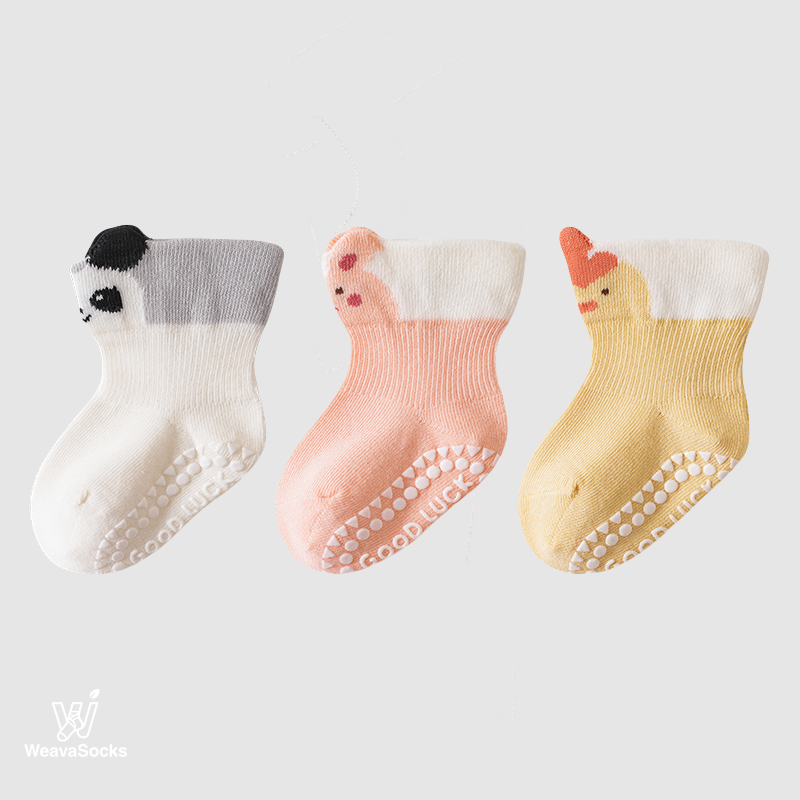Babies' Pop-Out Pattern Grip Socks-3 Pack