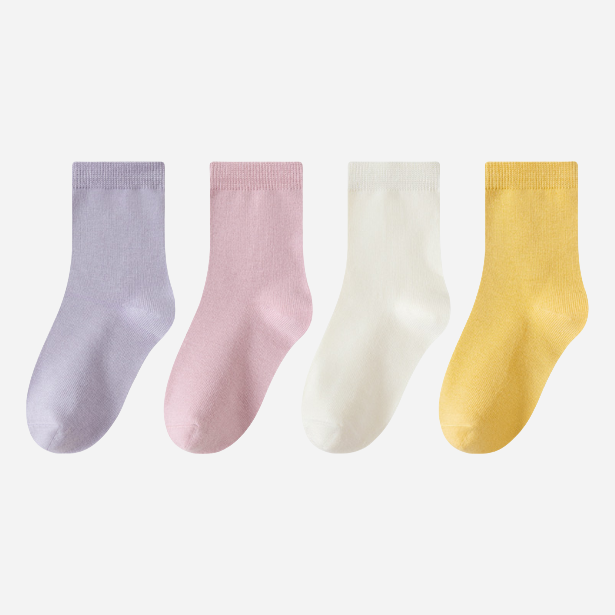 Kid's Organic Cotton Solid Crew Socks Pastel - 4 Pairs