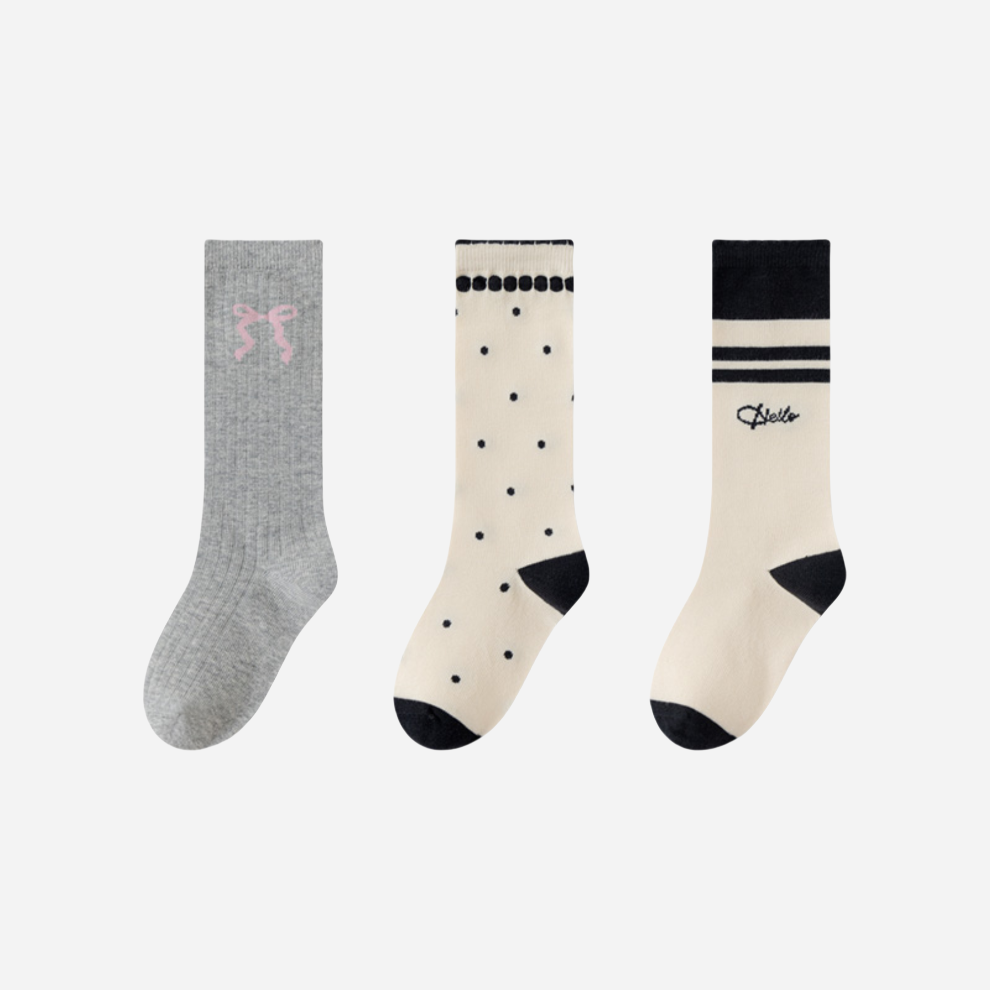 Kid's Preppy Embroidered Knee Socks - 3 Pairs