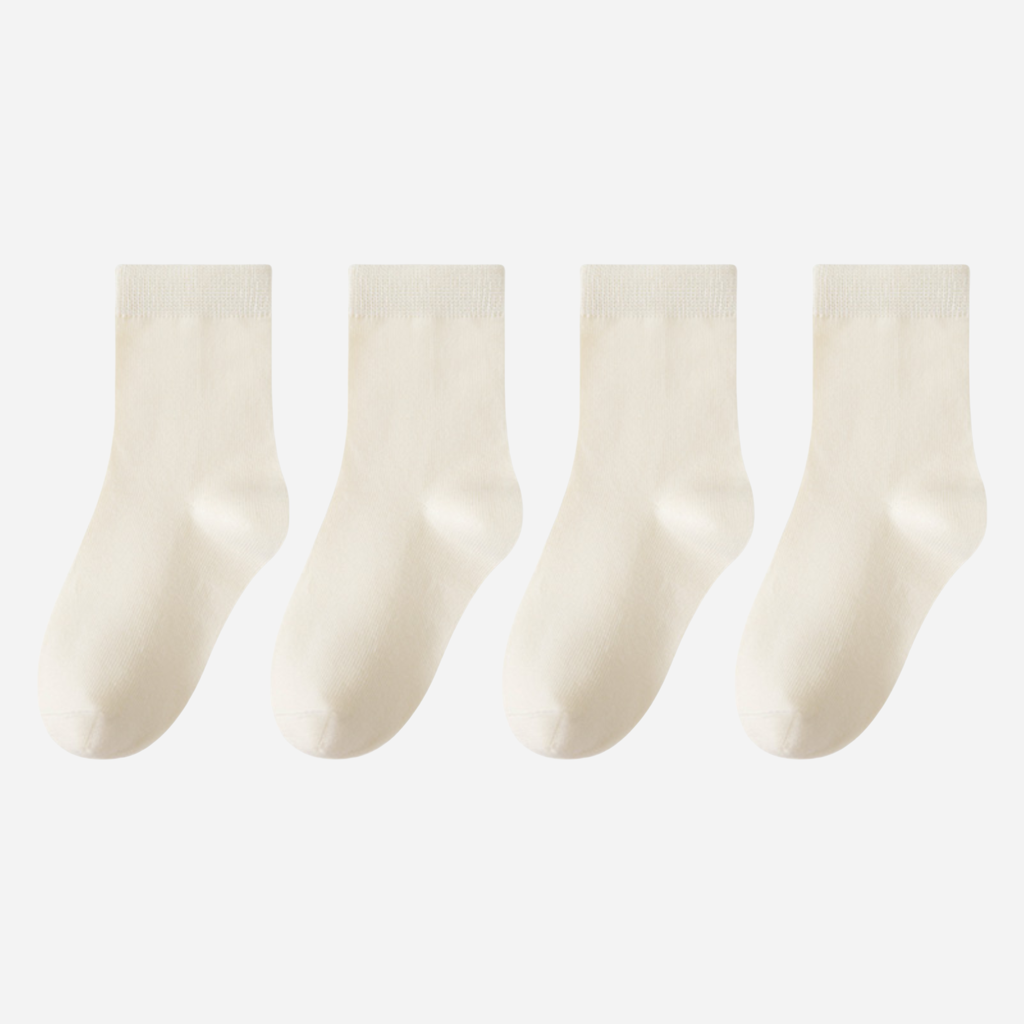 Kid's Organic Cotton Solid Crew Socks Cream - 4 Pairs