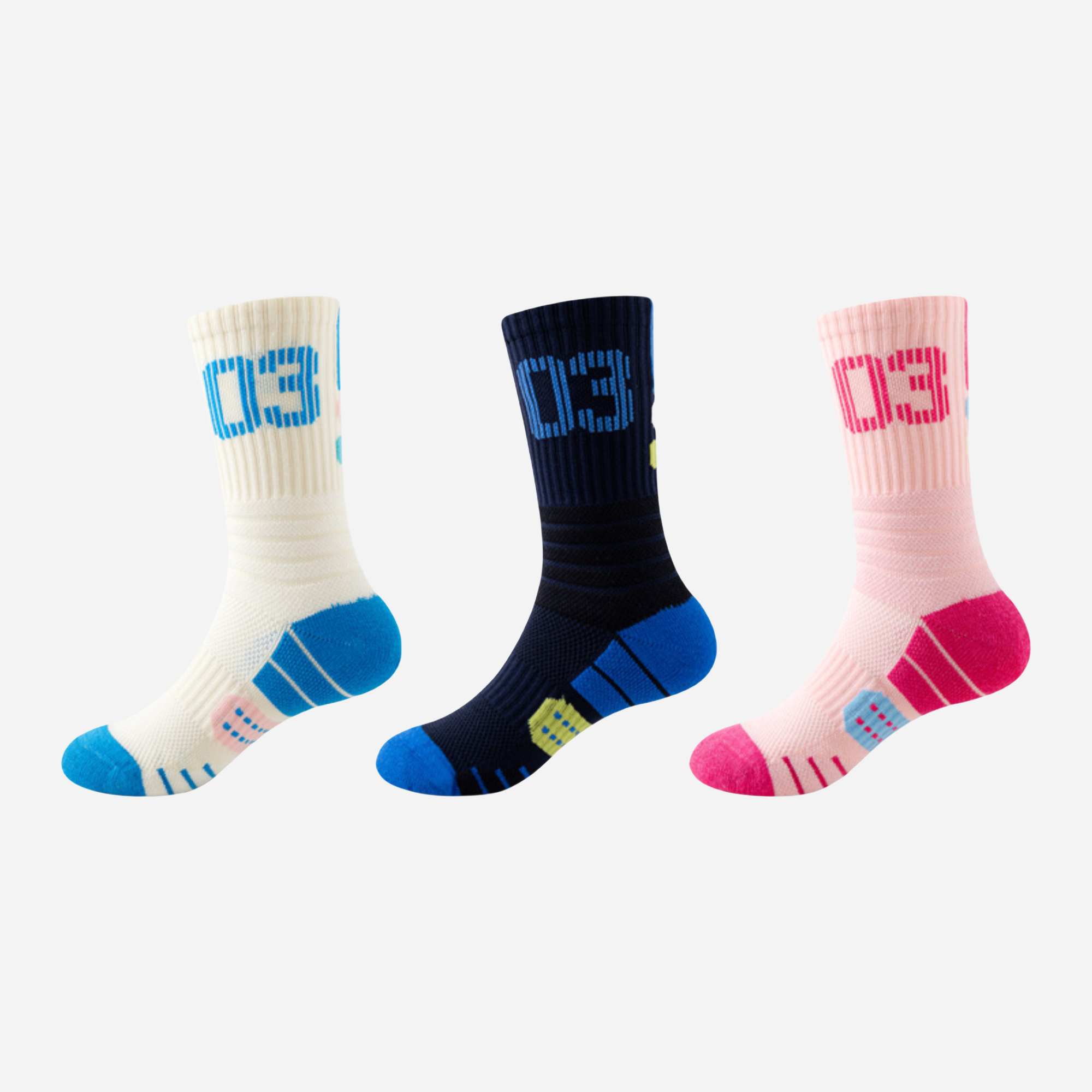 Kid's Active Performance Crew Socks - 3 Pairs