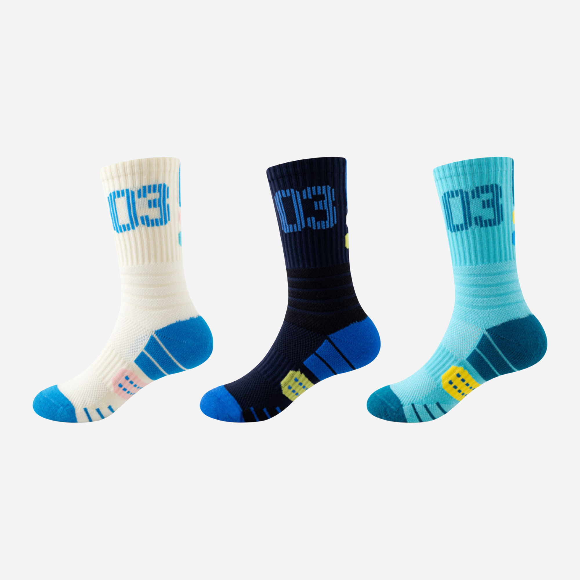 Kid's Active Performance Crew Socks - 3 Pairs