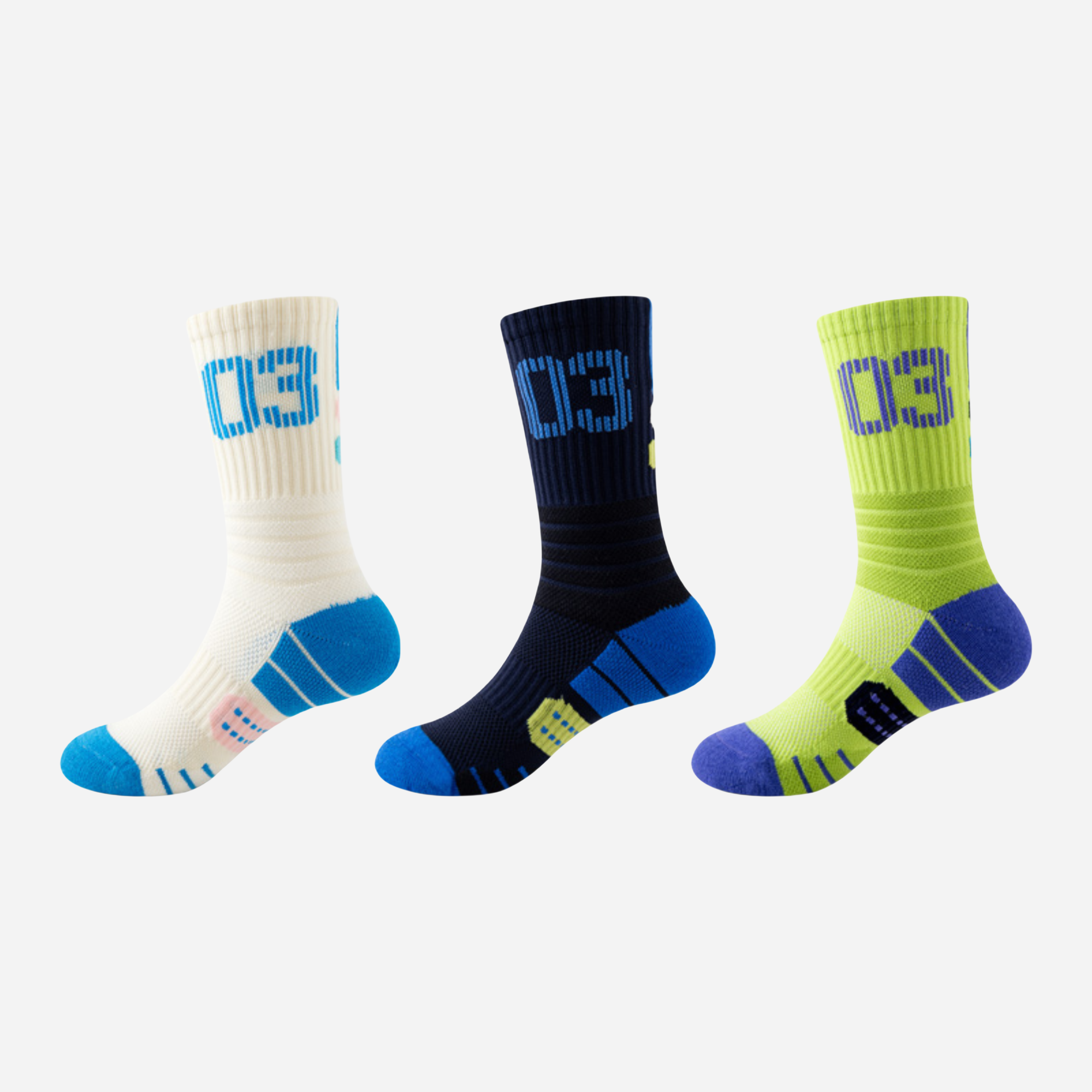 Kid's Active Performance Crew Socks - 3 Pairs
