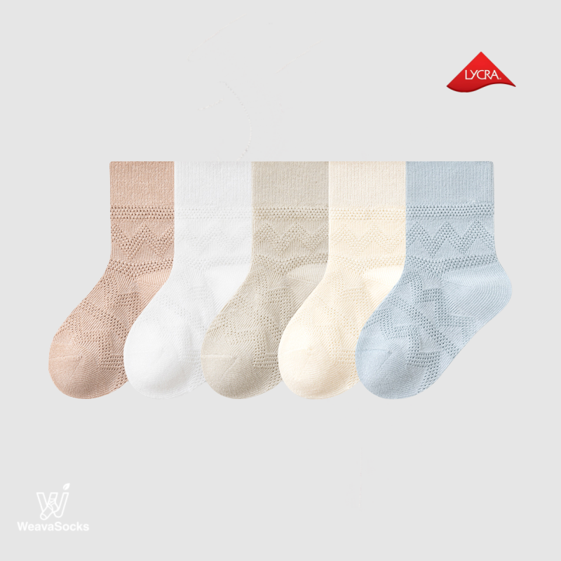Babies' Ultra-Breathable Mesh Crew Socks-5 Pack