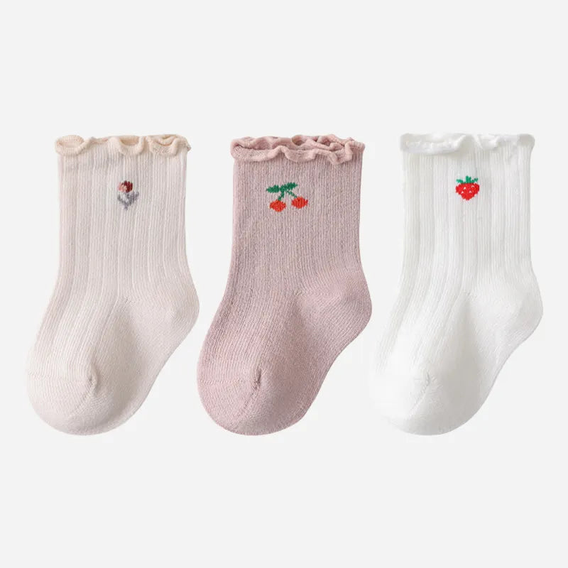 Babies Berry Cute Crew Socks-3 Pairs