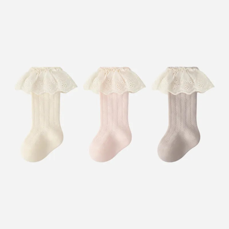 Babies Victorian Lace Knee Highs-3 Pairs