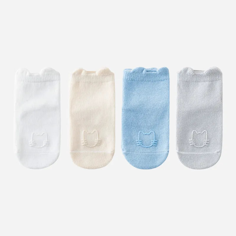 Babies Solid No-slip Socks-4 Pairs