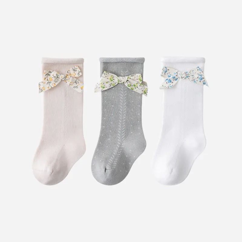 Babies The Floral Bow Knee-Highs-3 Pairs