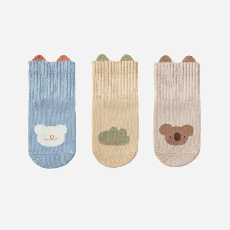 Babies' Cartoon Grip Socks-3 Pairs