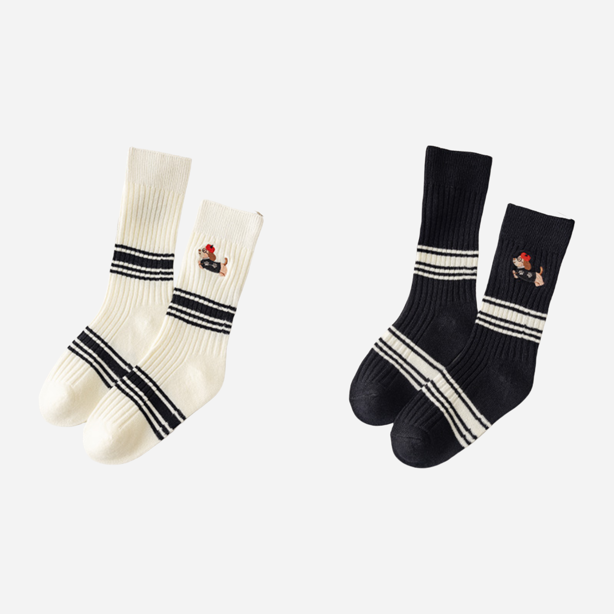Kid's Preppy Pup Crew Socks - 2 Pairs