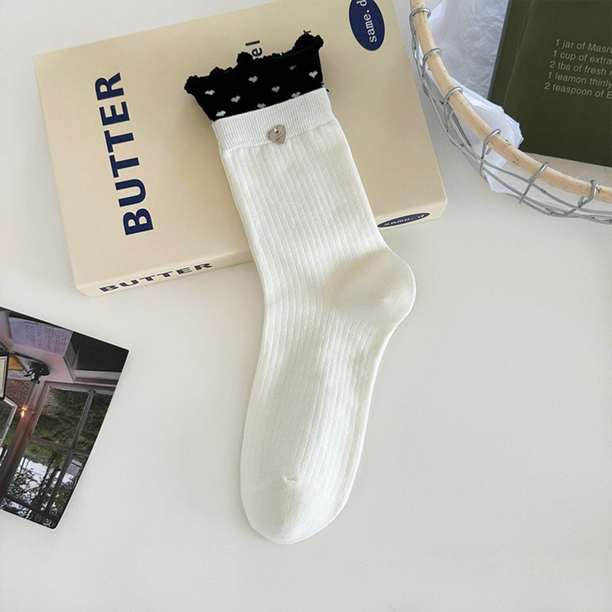 Women's Dainty Heart Charm Ruffle Socks - Single Pair