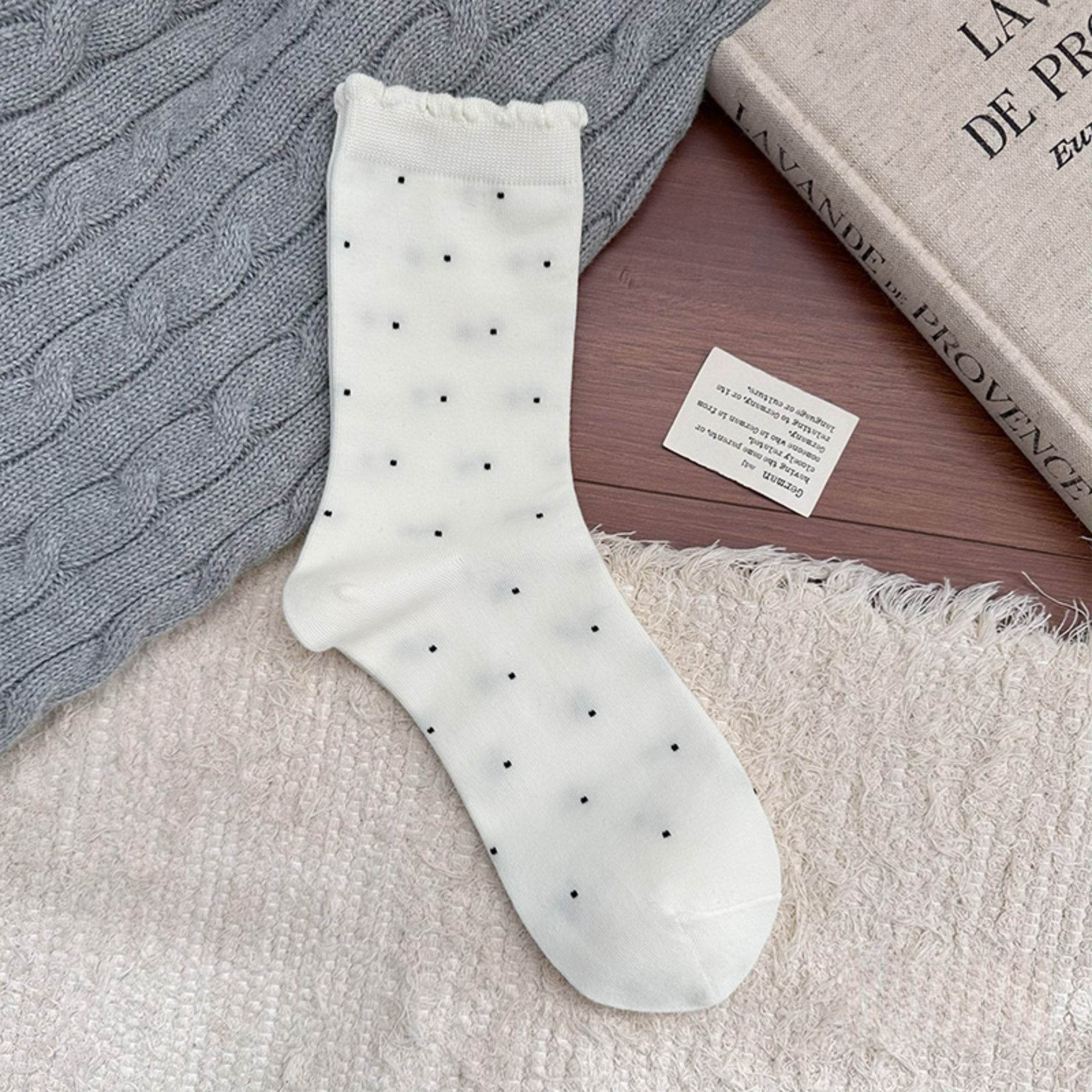 Women's Dainty Dot Ruffle Cuff Socks - Single Pair