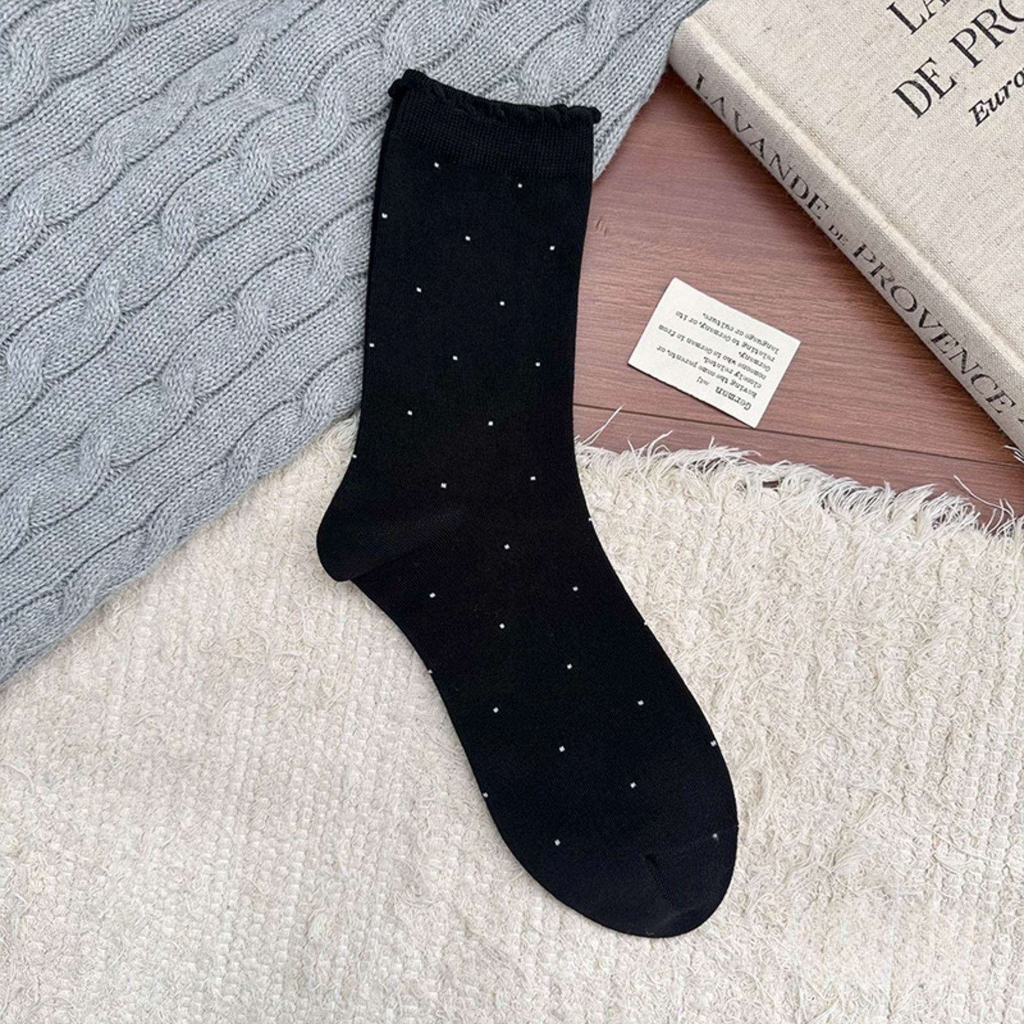 Women's Dainty Dot Ruffle Cuff Socks - Single Pair