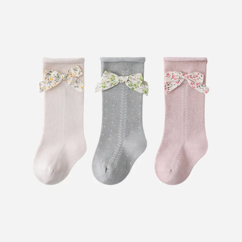 Babies The Floral Bow Knee-Highs-3 Pairs