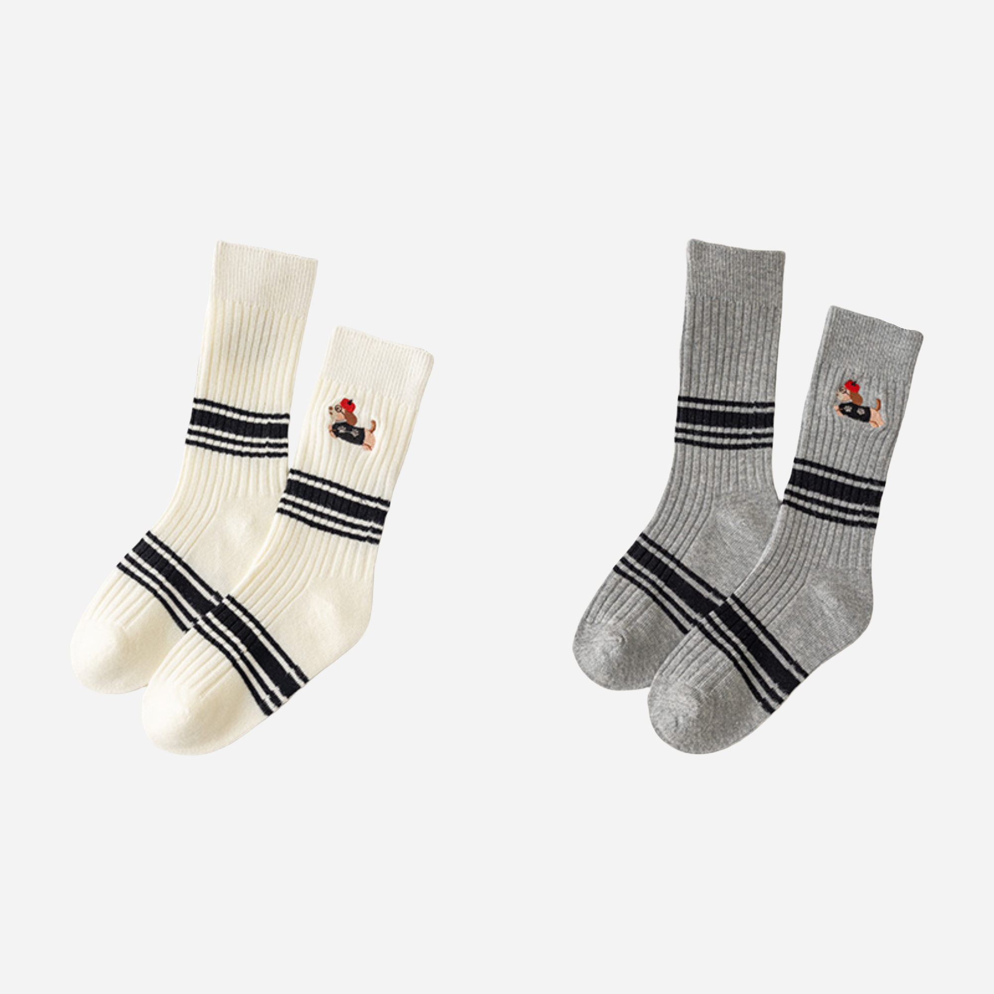 Kid's Preppy Pup Crew Socks - 2 Pairs
