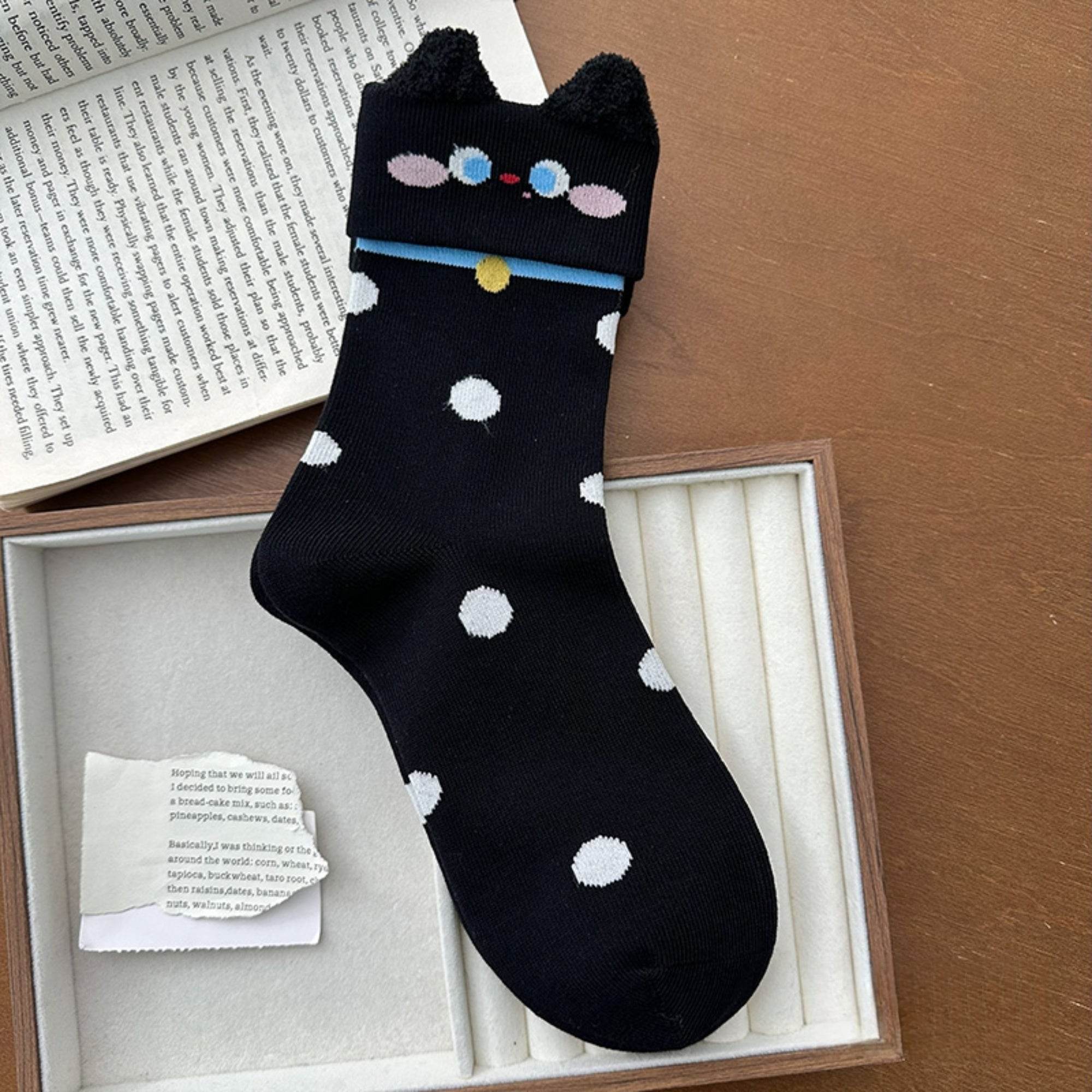 Women's Novelty Fuzzy Ear Crew Socks - Single Pair