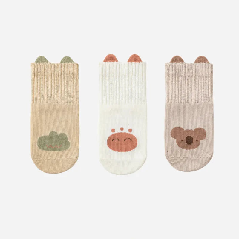 Babies' Cartoon Grip Socks-3 Pairs