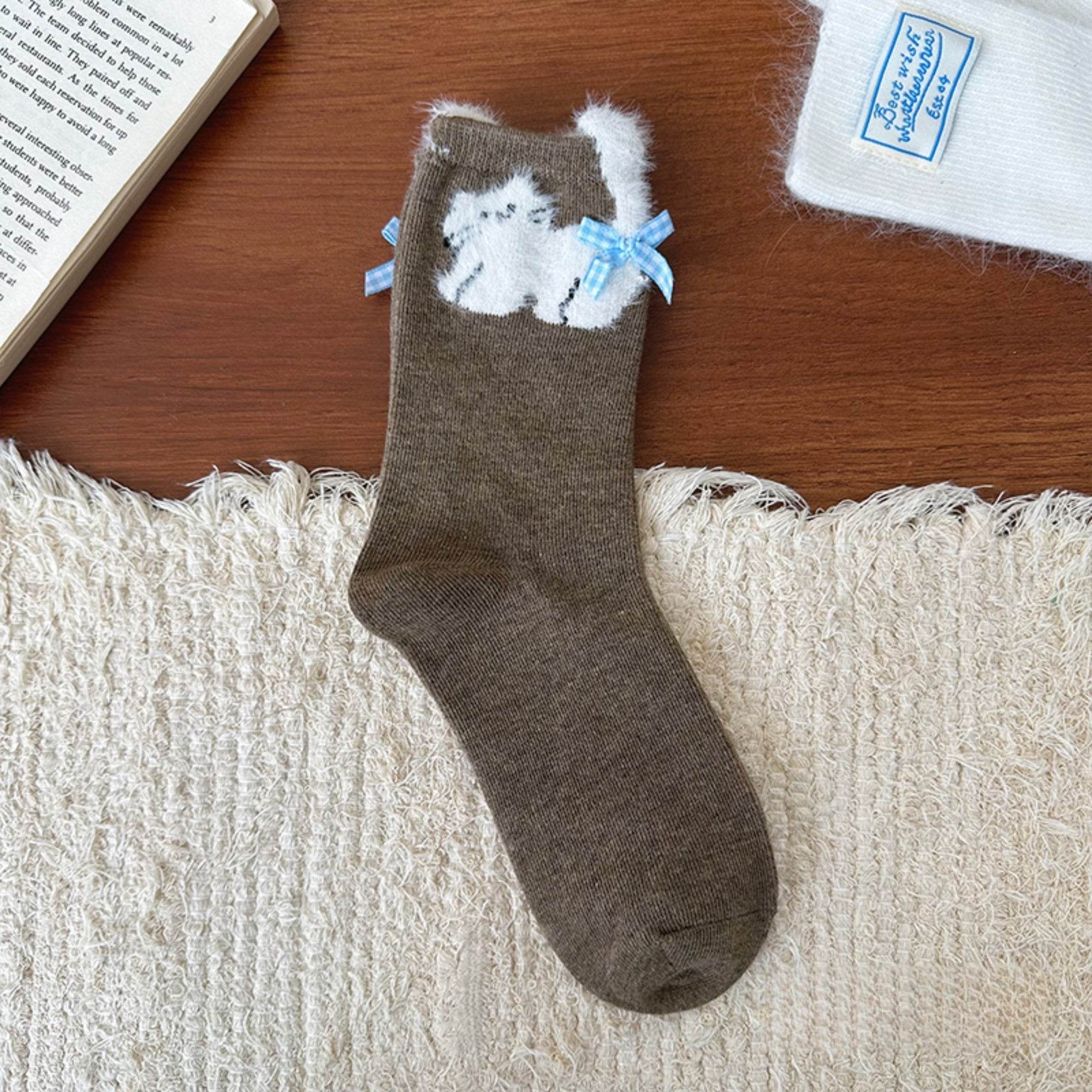 Women's Dainty Pet & Bow Crew Socks - Single Pair