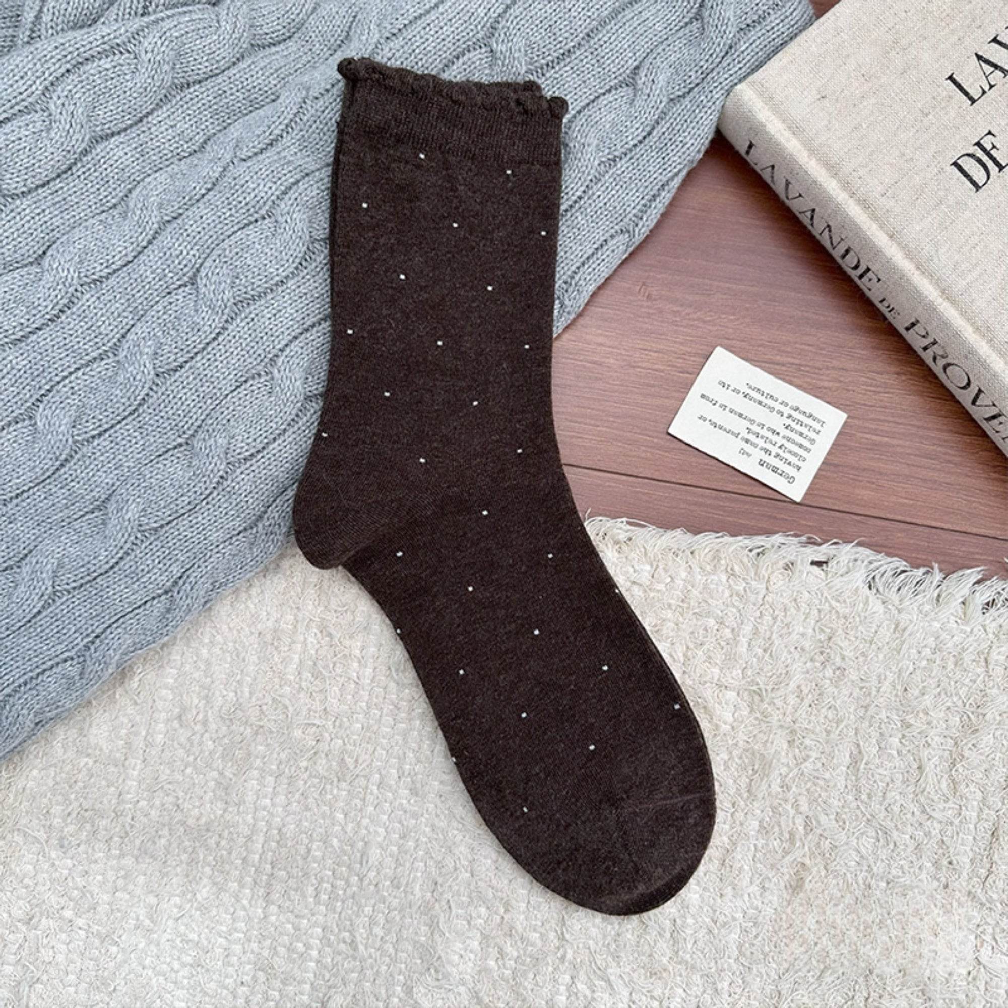 Women's Dainty Dot Ruffle Cuff Socks - Single Pair