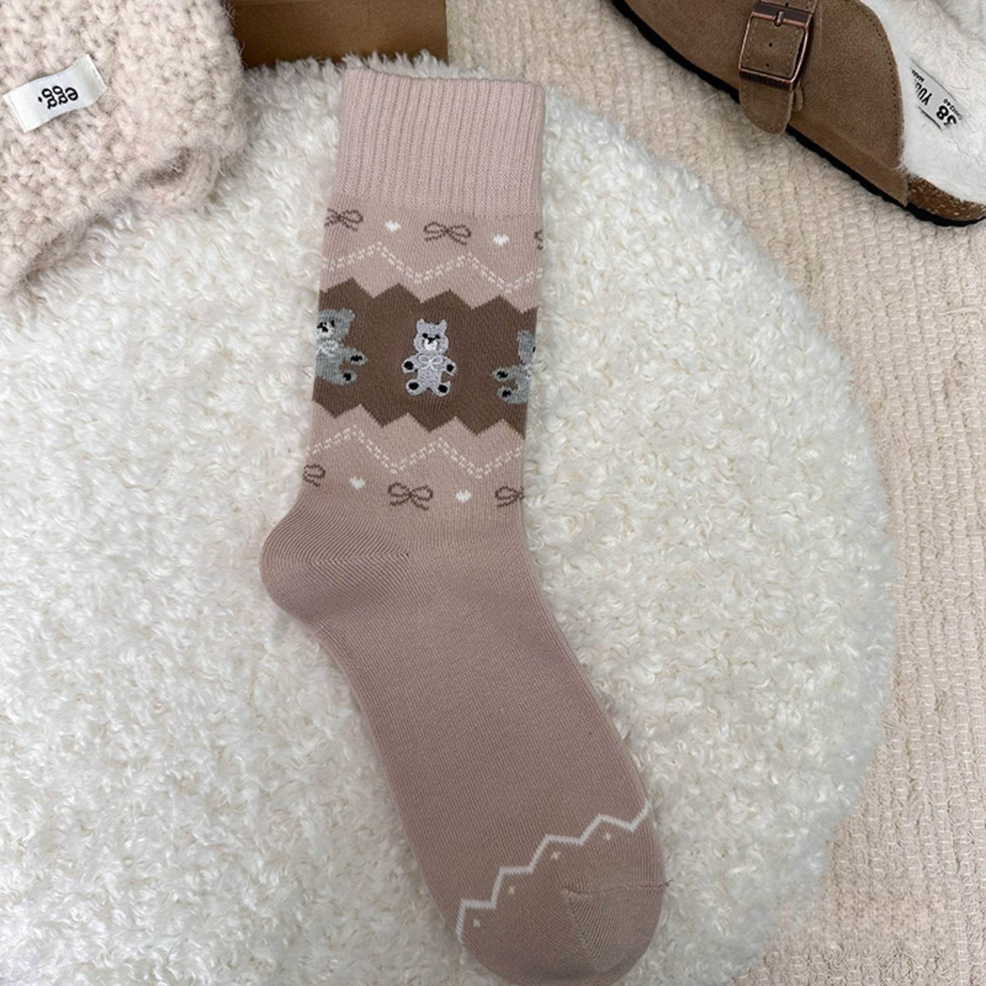 Women's Cozy Teddy Bear Crew Socks - Single Pair