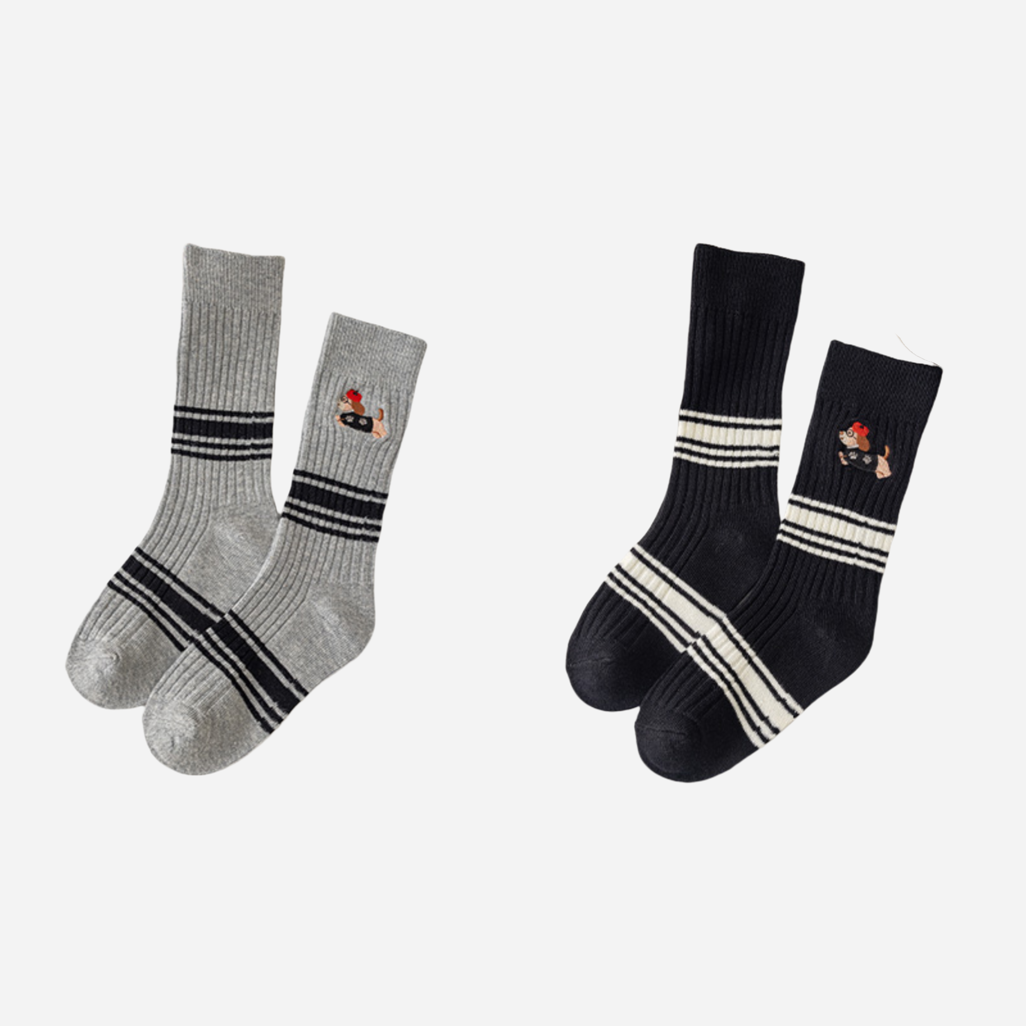 Kid's Preppy Pup Crew Socks - 2 Pairs