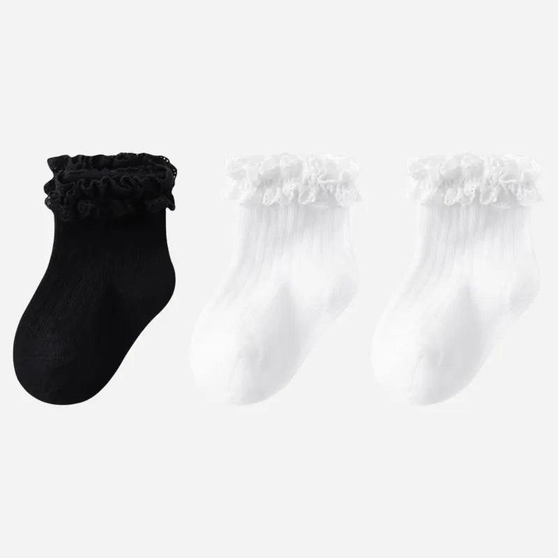 Babies Petal Cuff Ankle Socks-3 Pairs