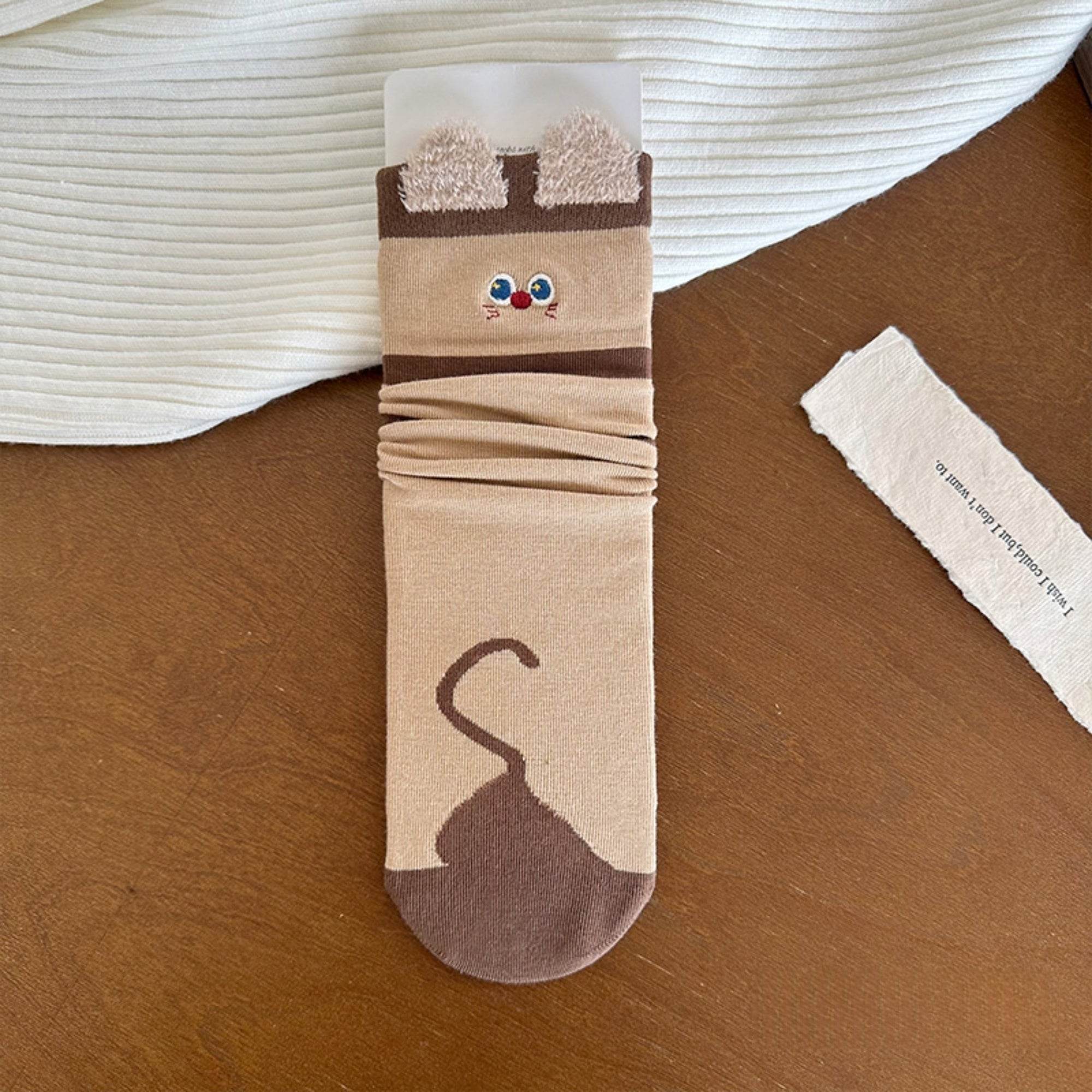 Women's Cute 3D Animal Ear Crew Socks - Single Pair