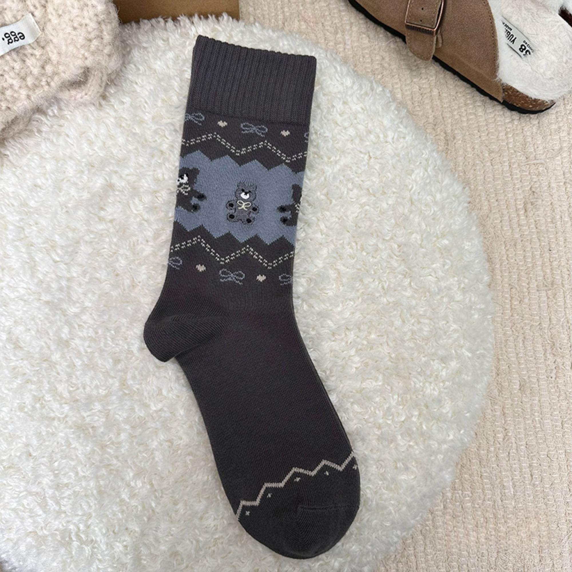 Women's Cozy Teddy Bear Crew Socks - Single Pair