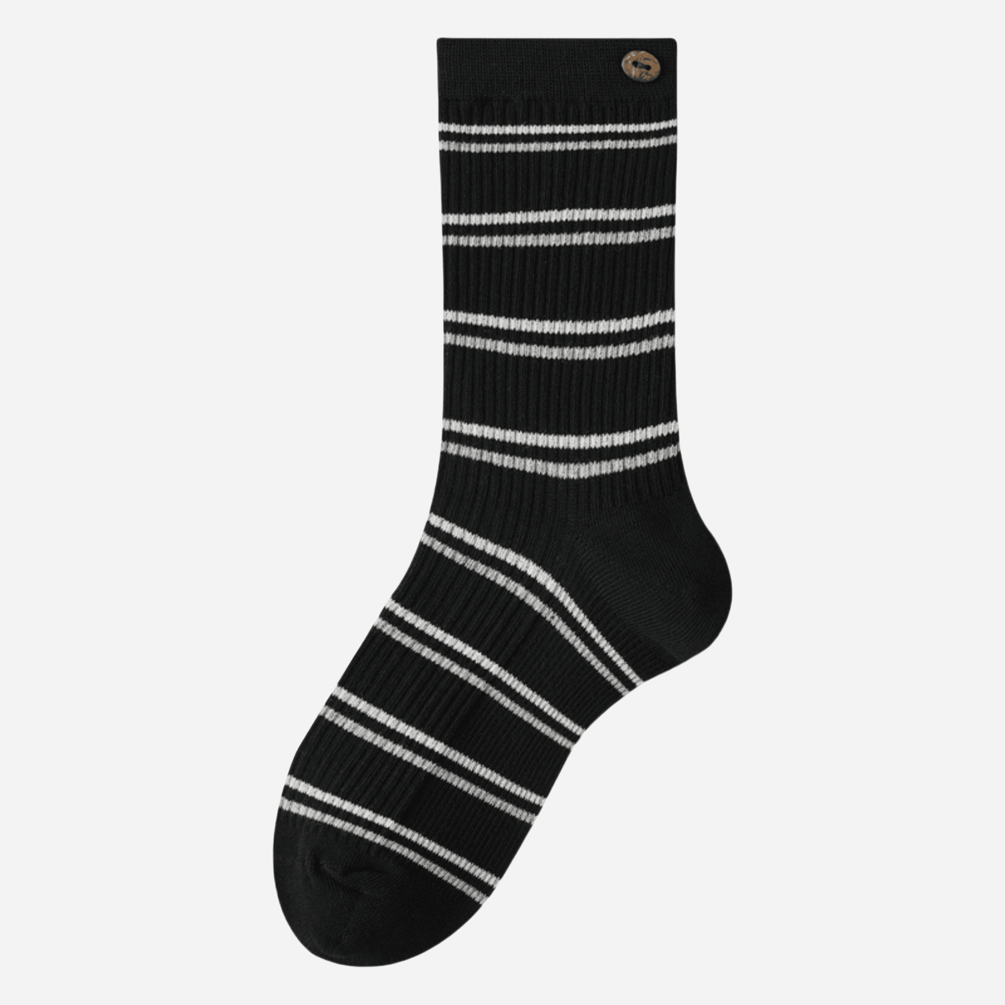 Women's Button Cuff Striped Crew Socks - Single Pair