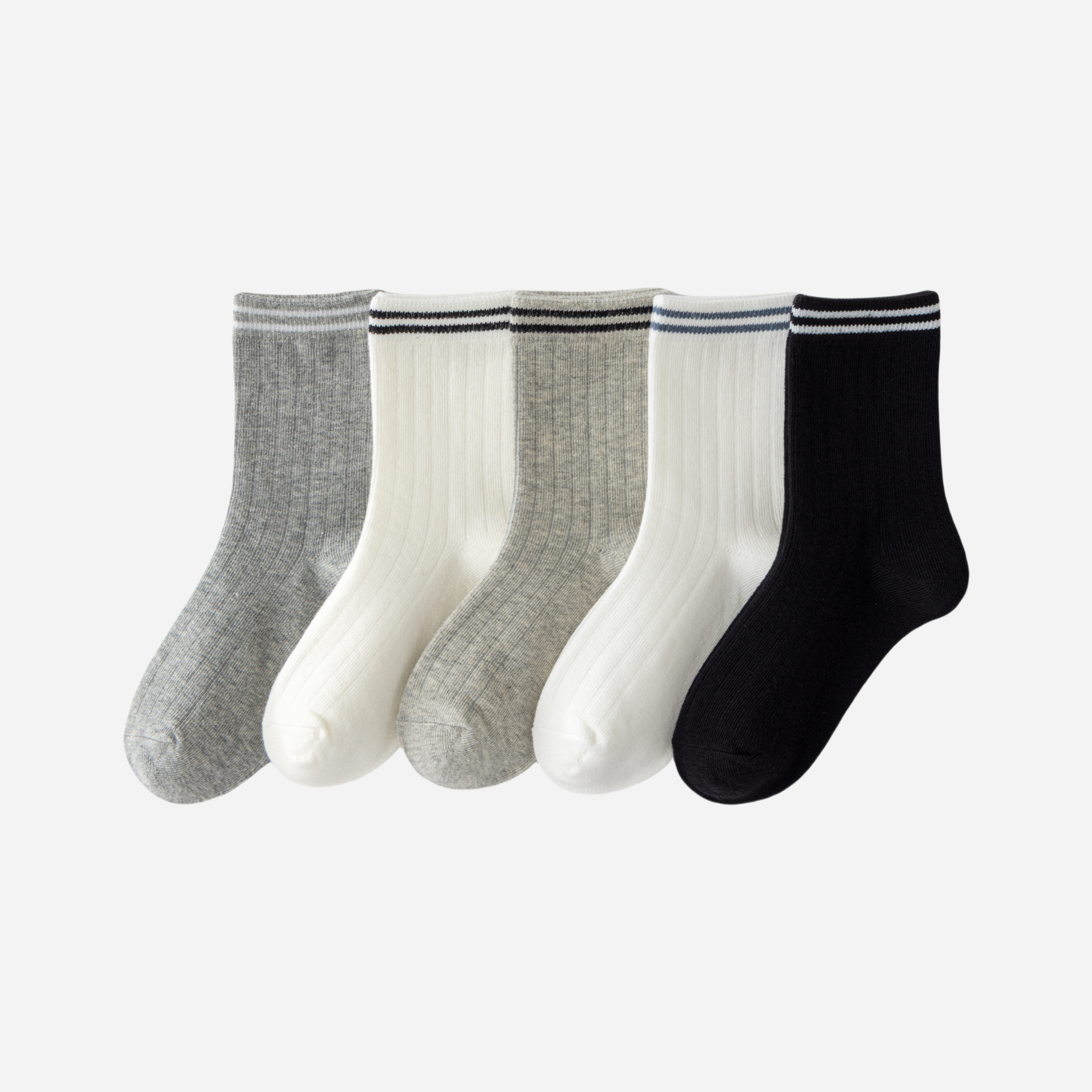 Kid's Retro Stripe Athletic Socks - 5 Pairs